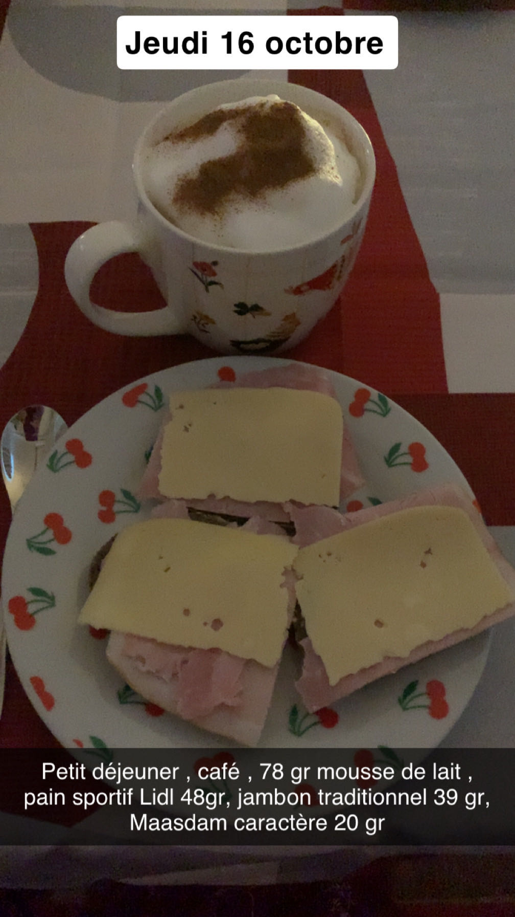 Petit déjeuner café jambon