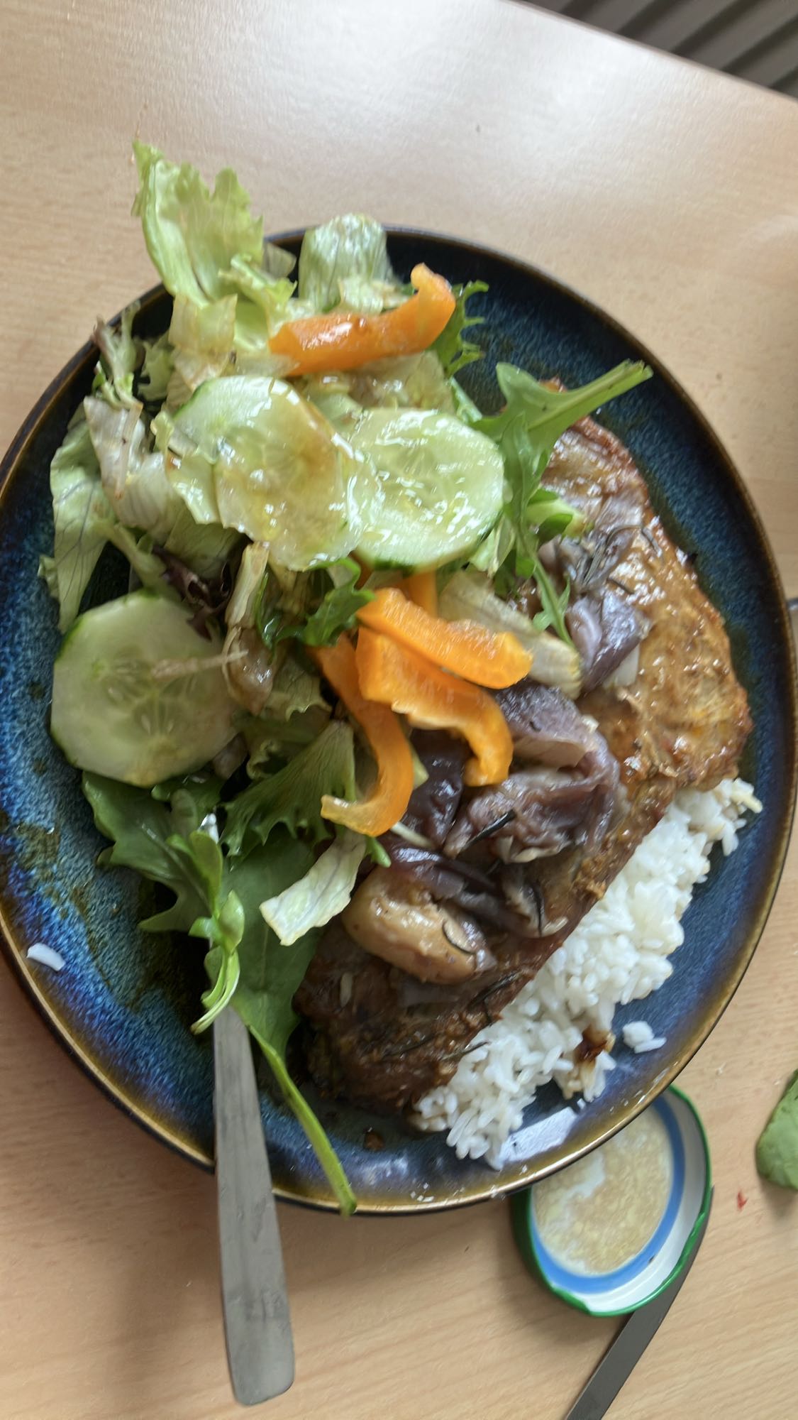 Costela de porco com arroz e salada