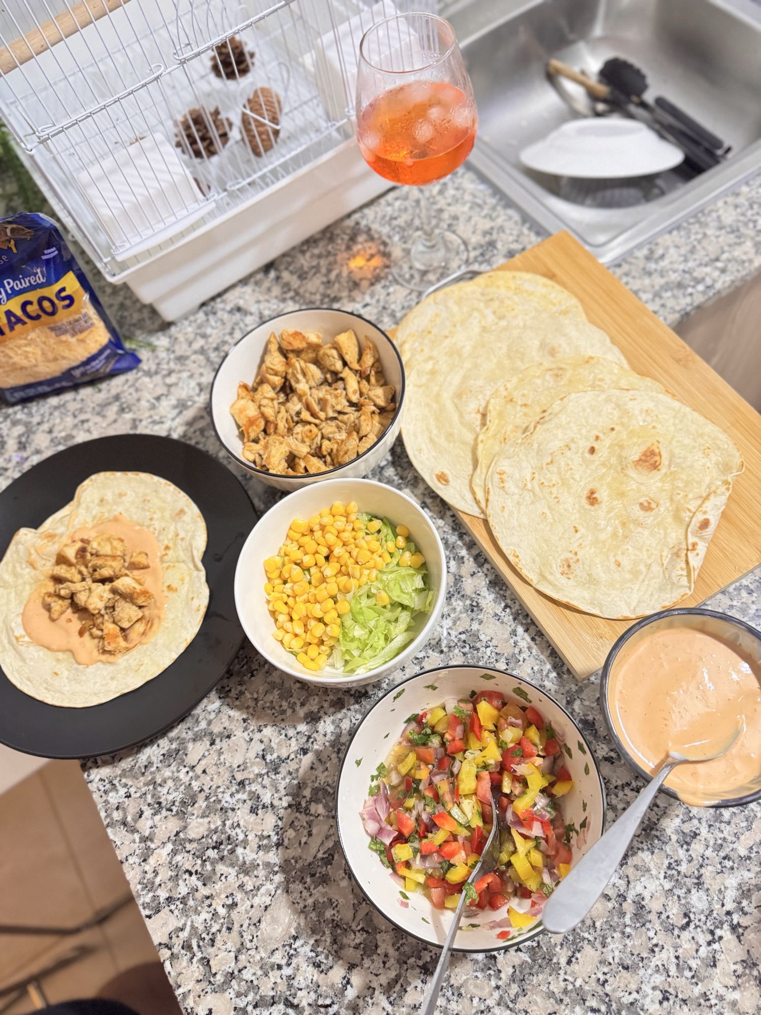 Tacos de pollo y verduras