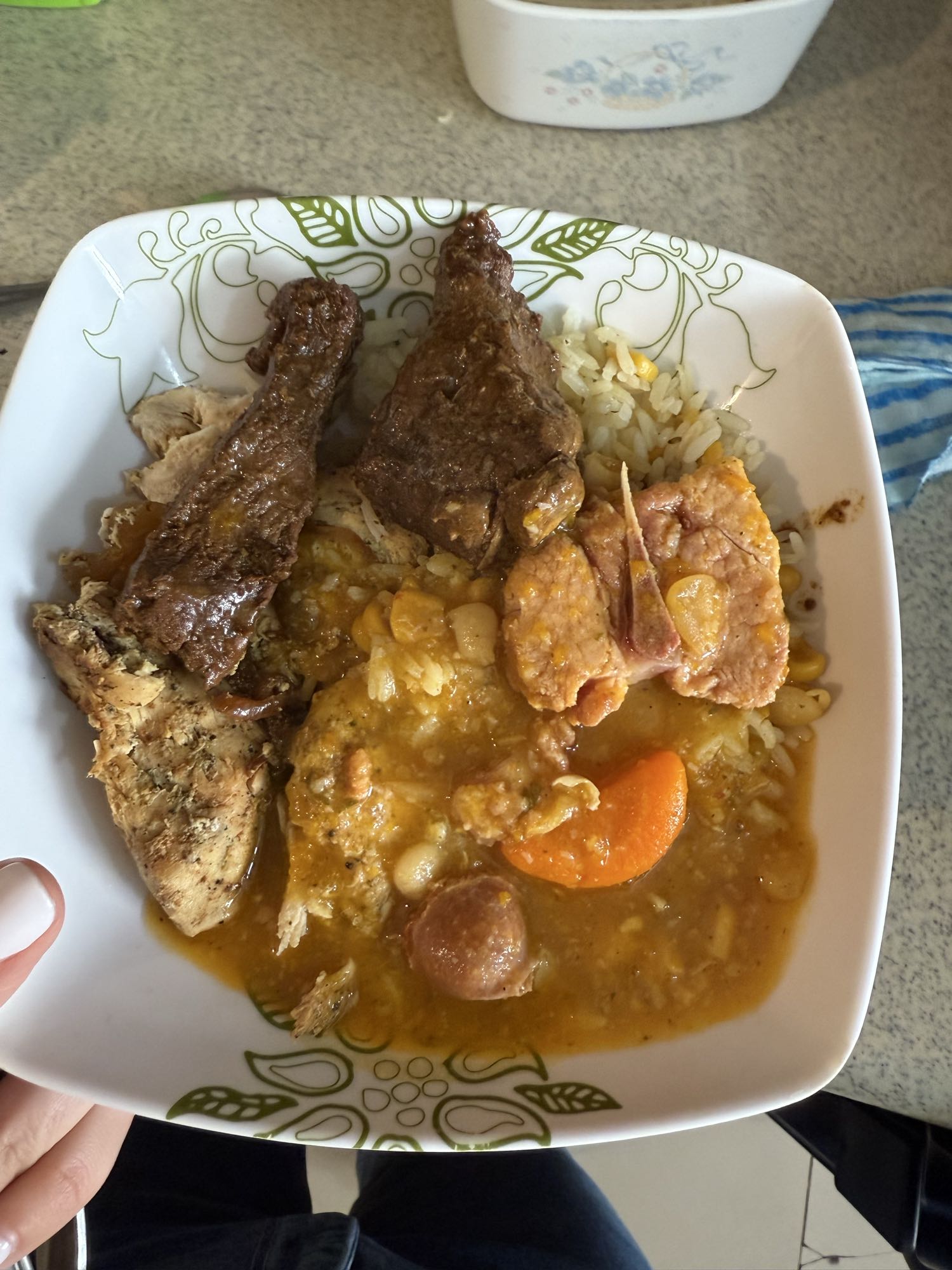 Hearty meat stew with rice