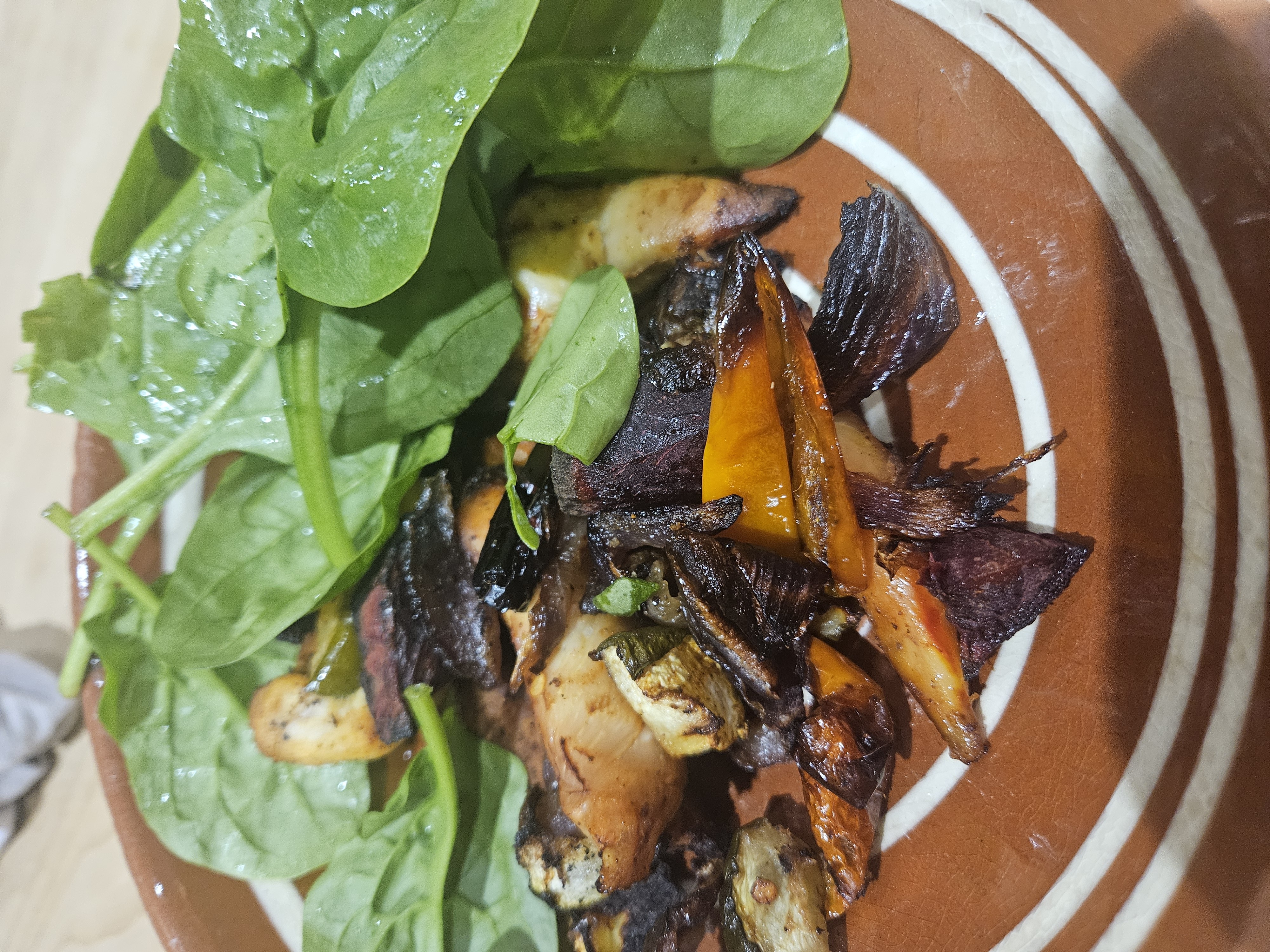 Roast Veggies with Spinach and Chicken