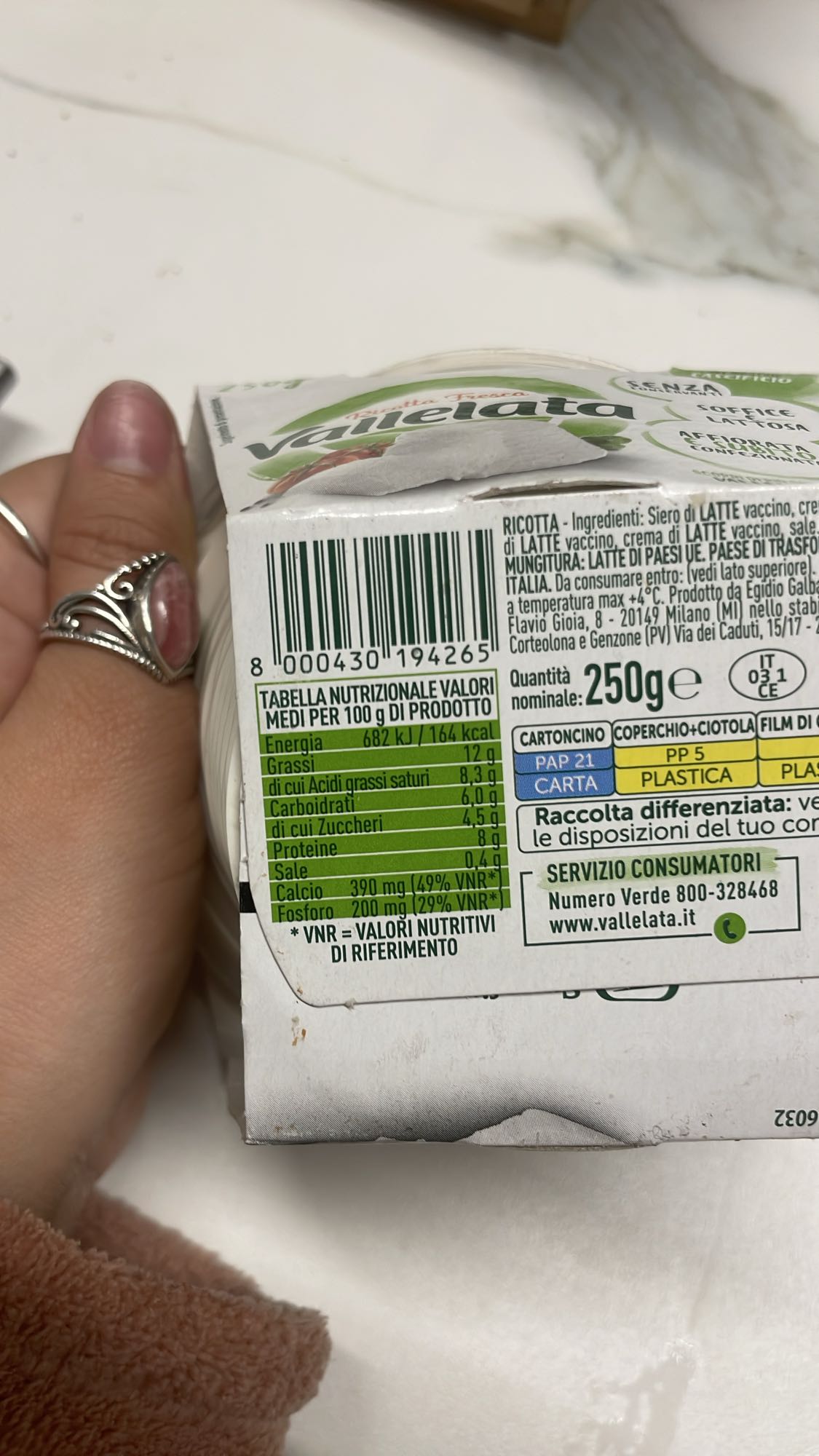 Ricotta fresca Vallelata