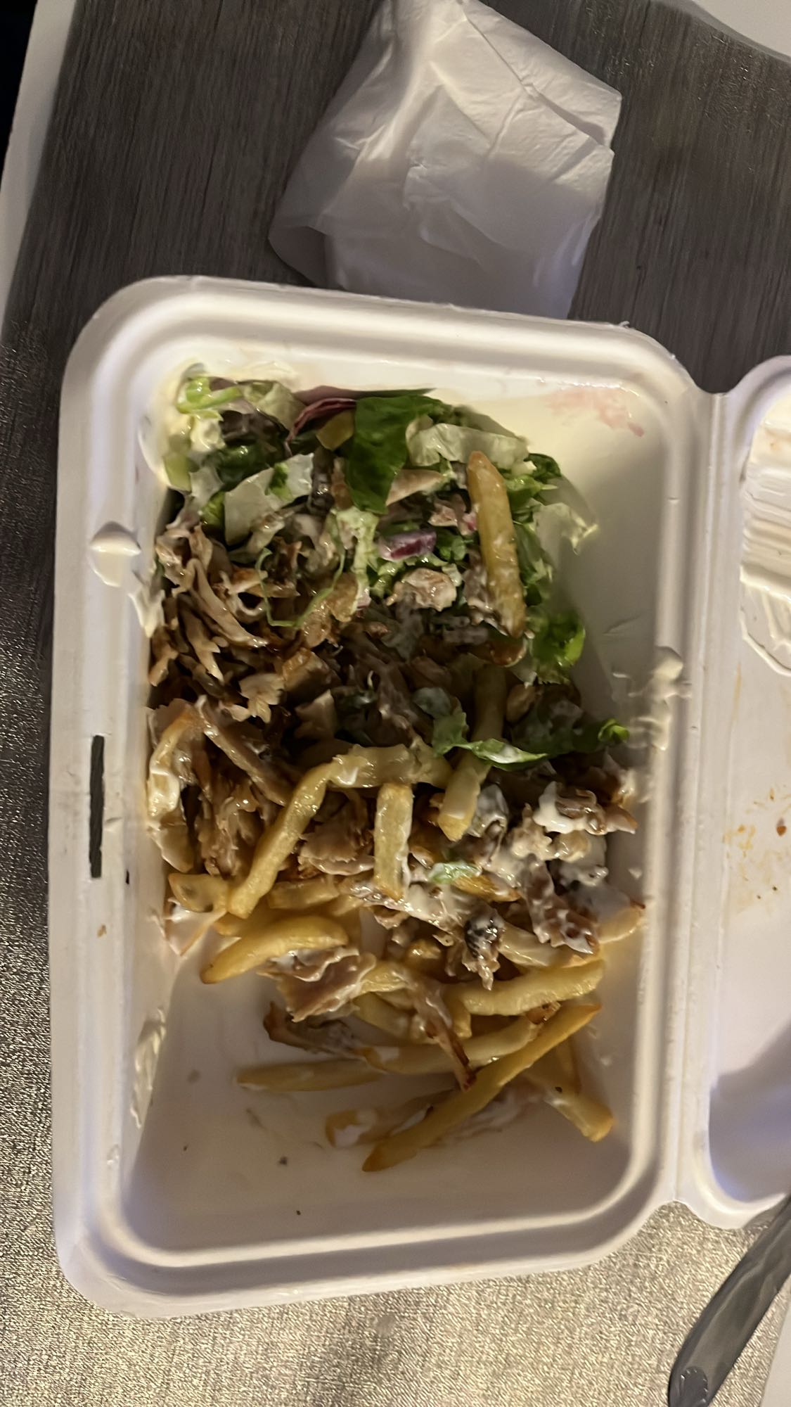 Kebab frites salade