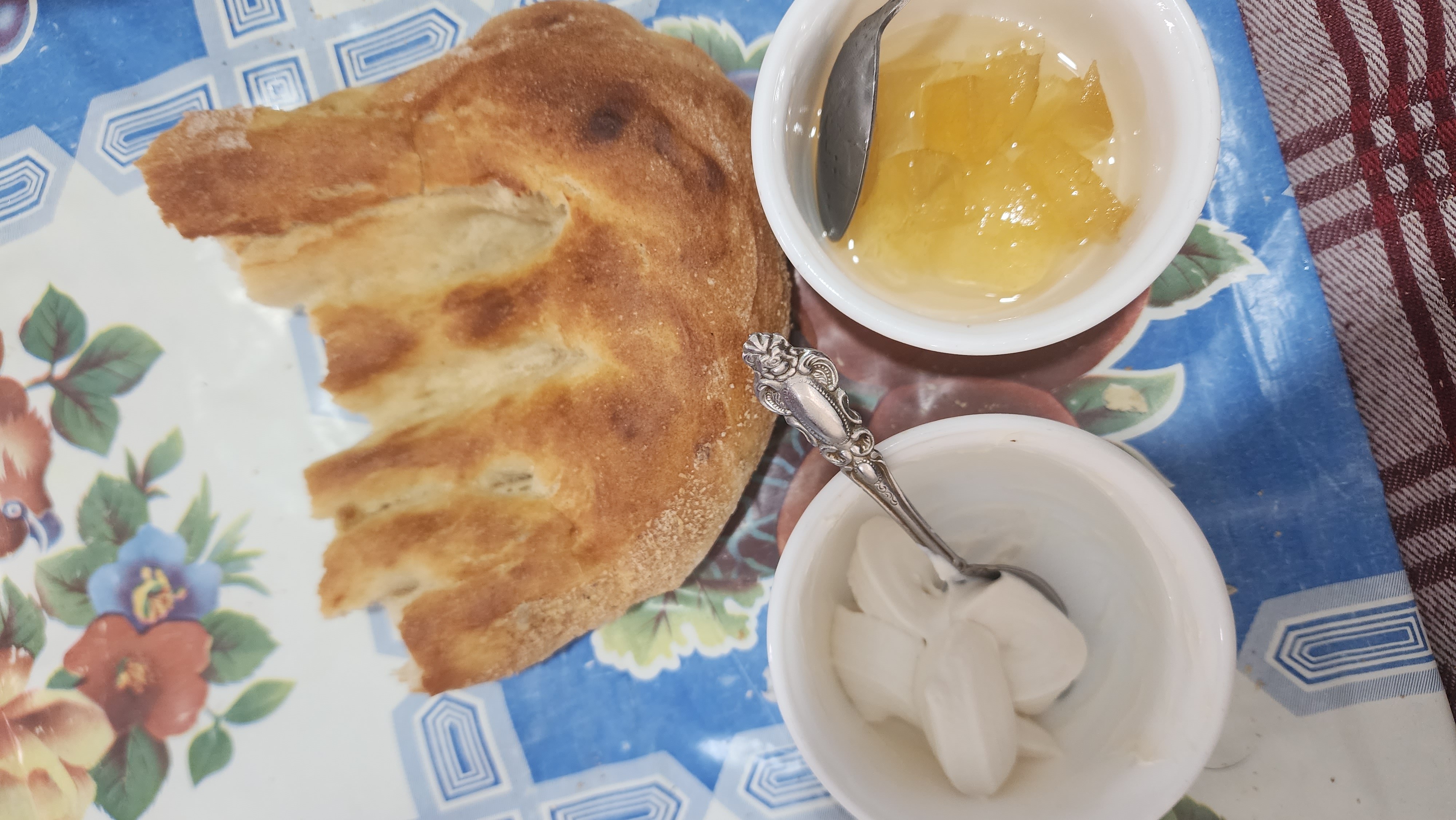 Bread with jam and cream