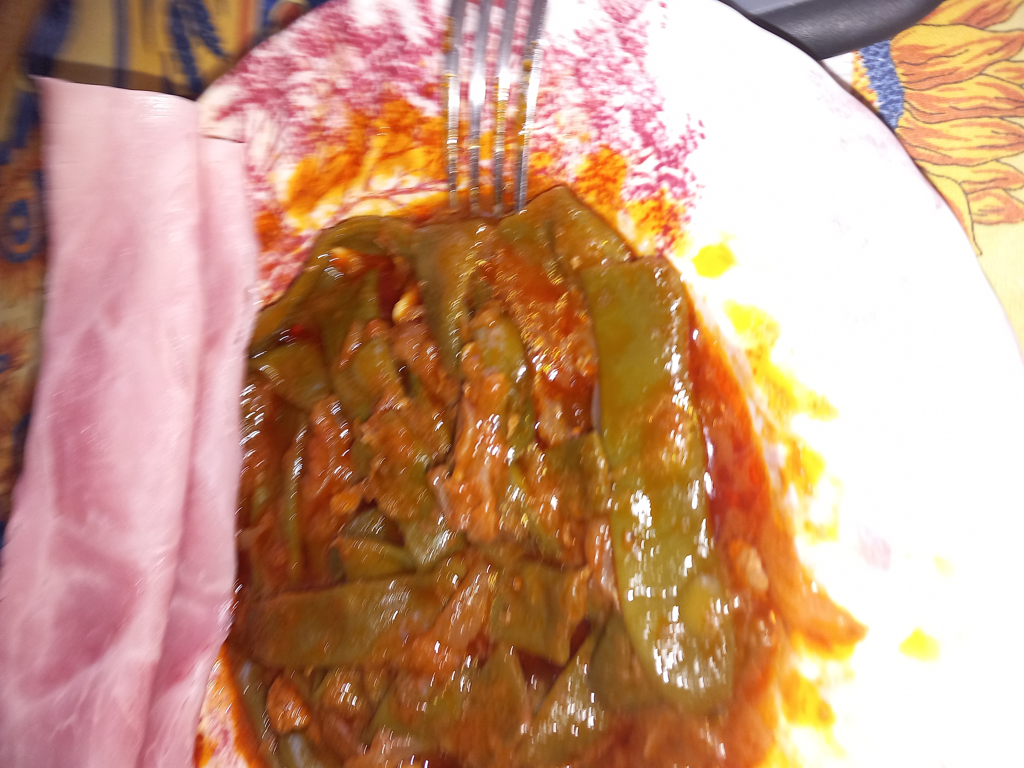 Haricots verts sauce tomate et jambon