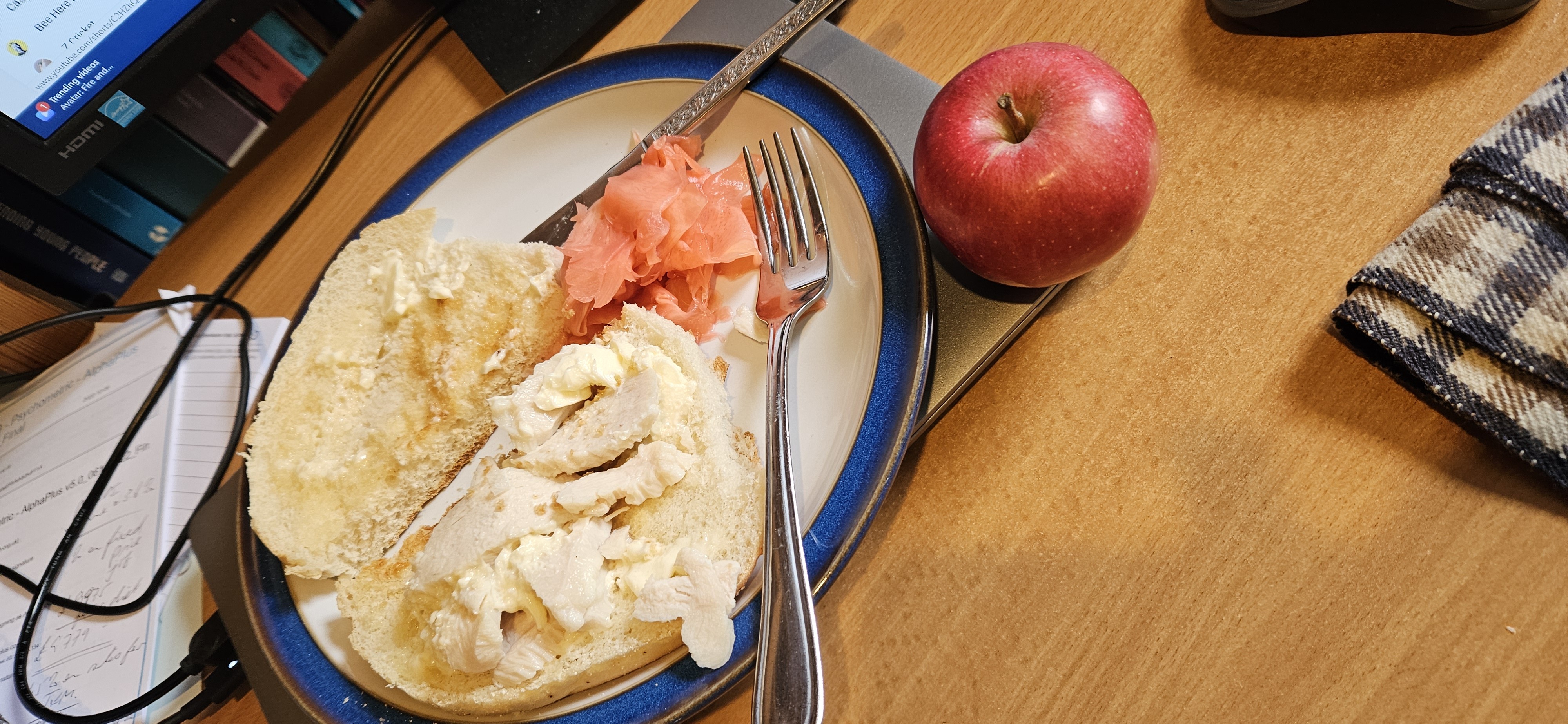 Chicken sandwich & apple