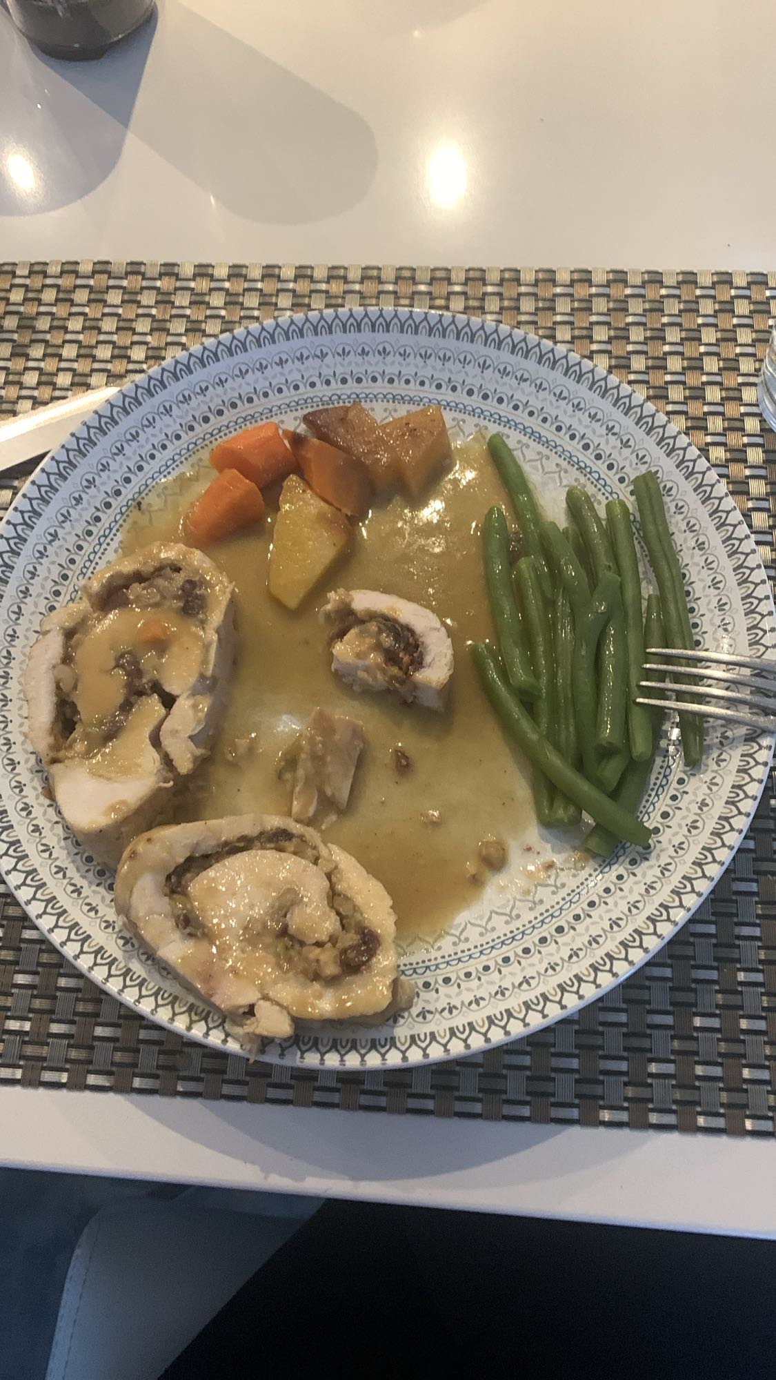 Roulade de poulet et légumes