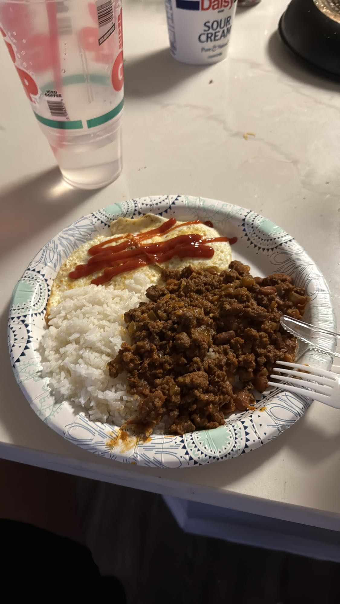 Ris med köttfärs och ägg