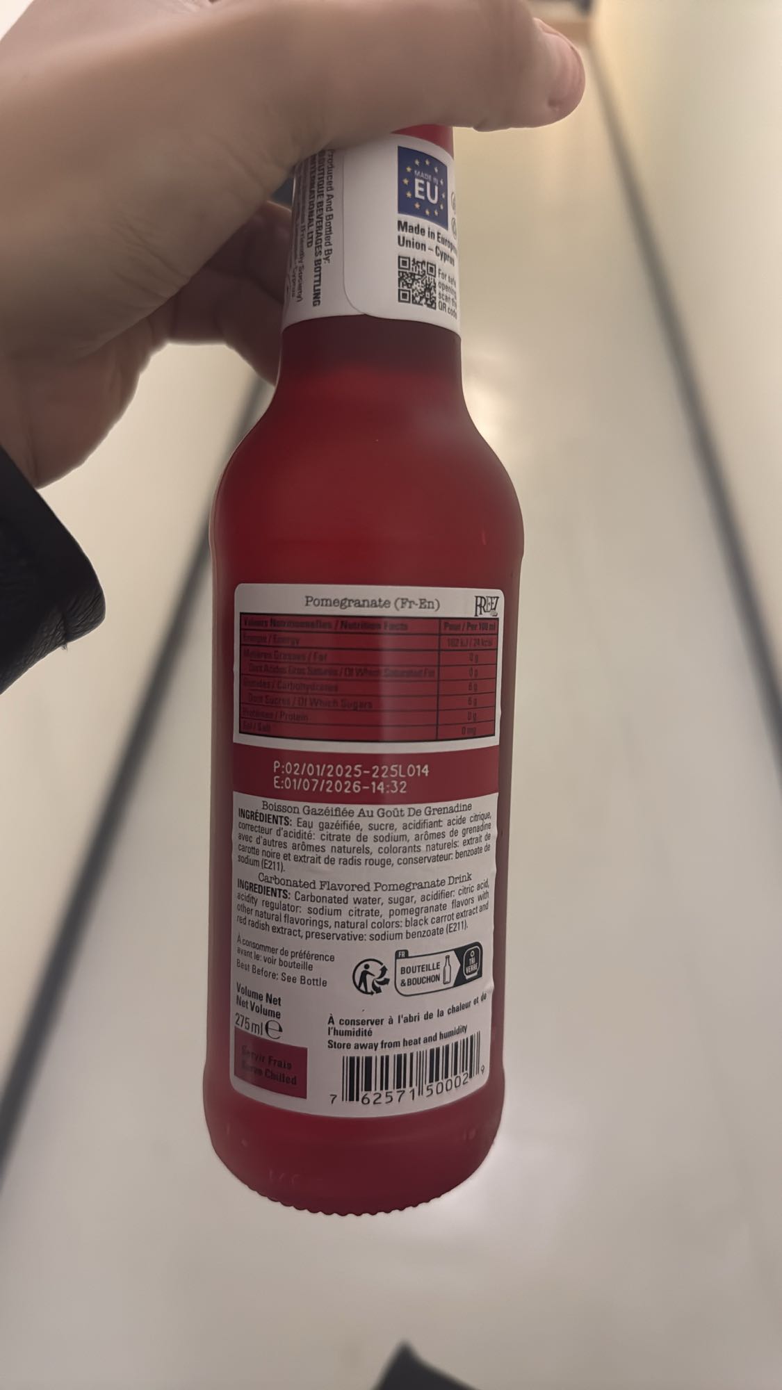 Boisson grenade pétillante