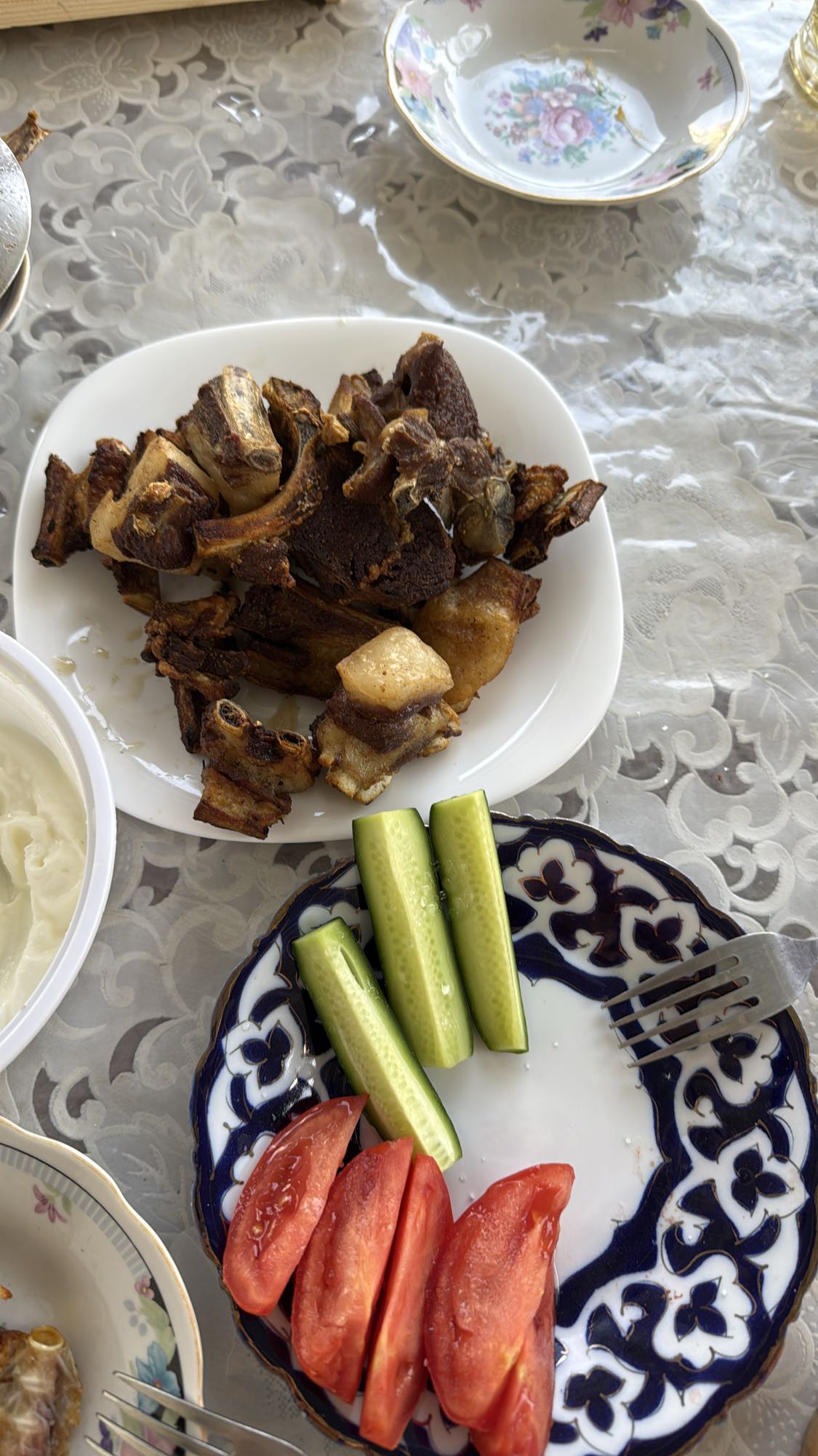 жареное мясо с овощами