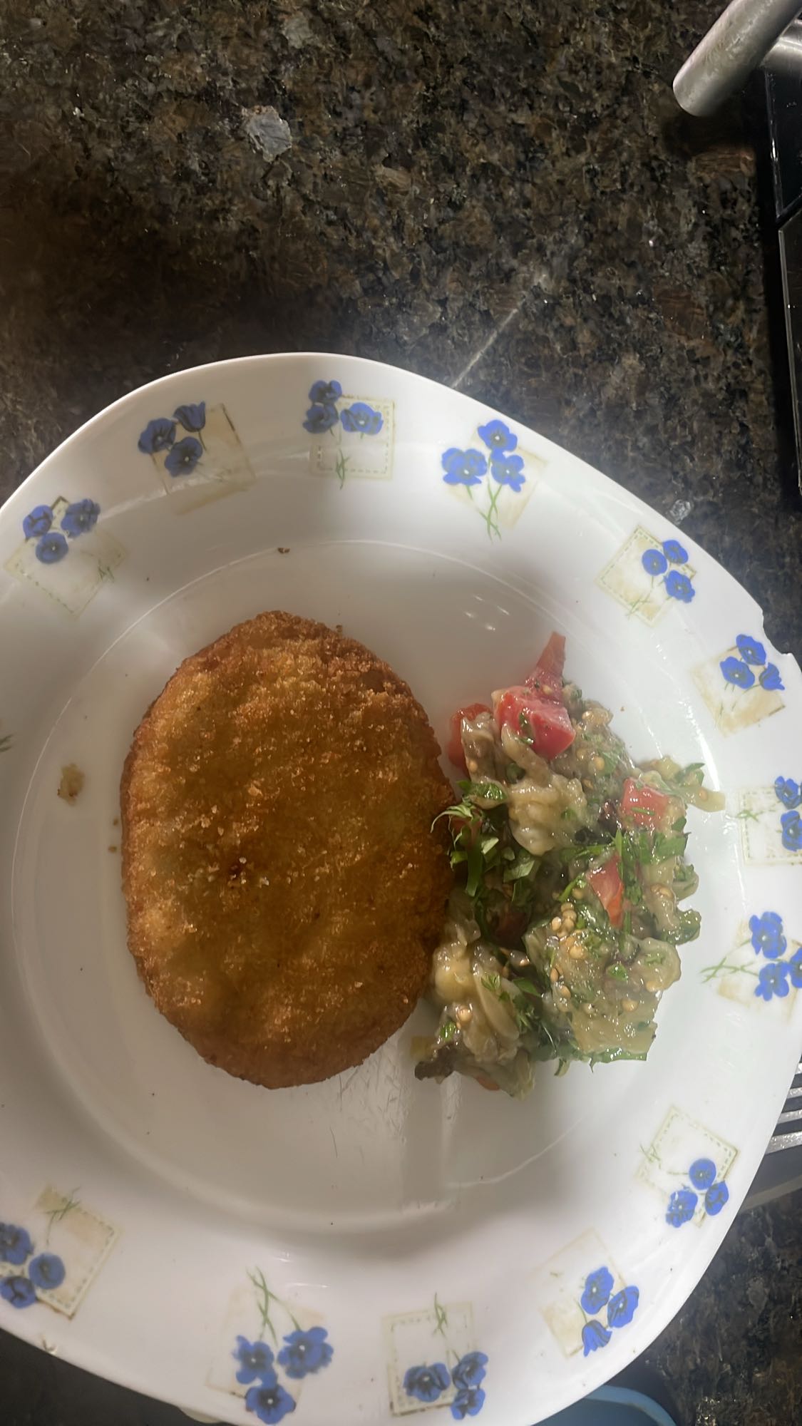 Fried patty with salad