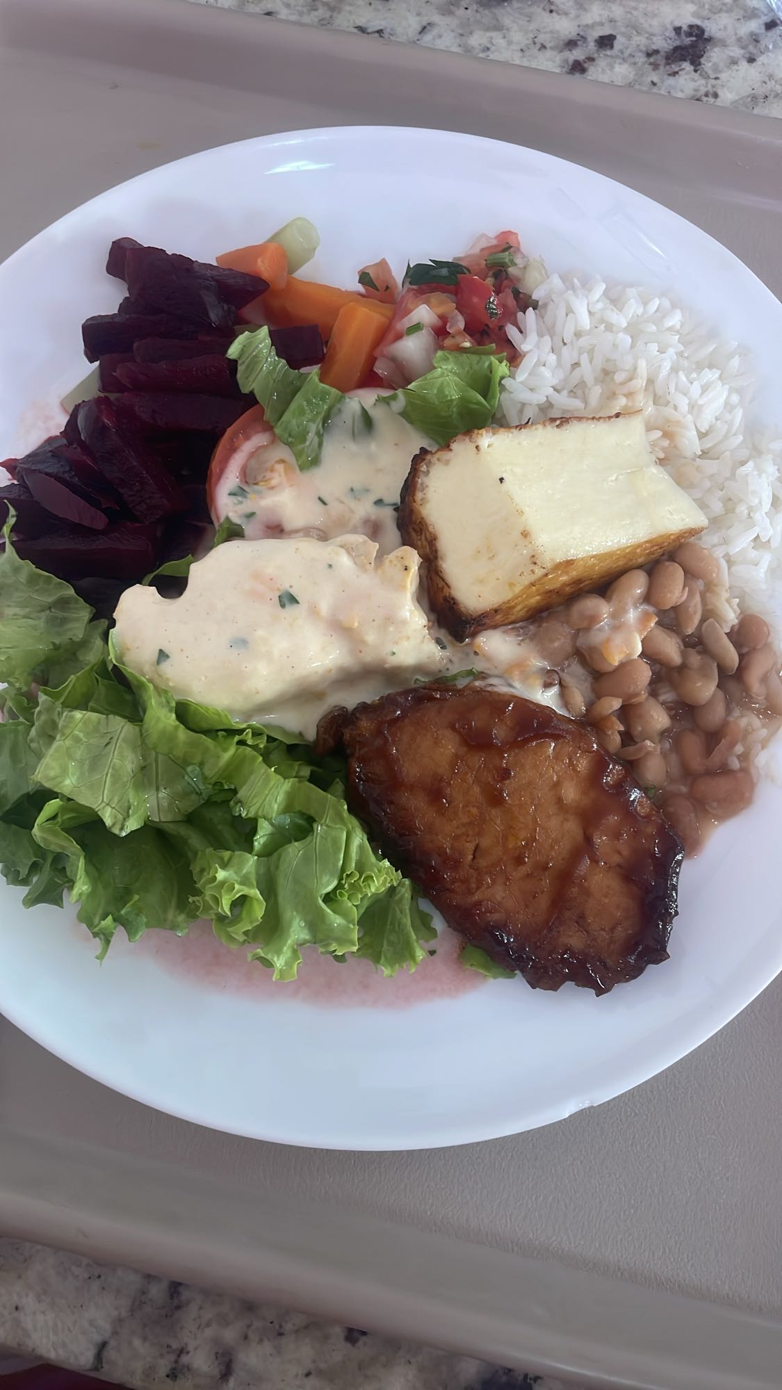 Prato com arroz e carne