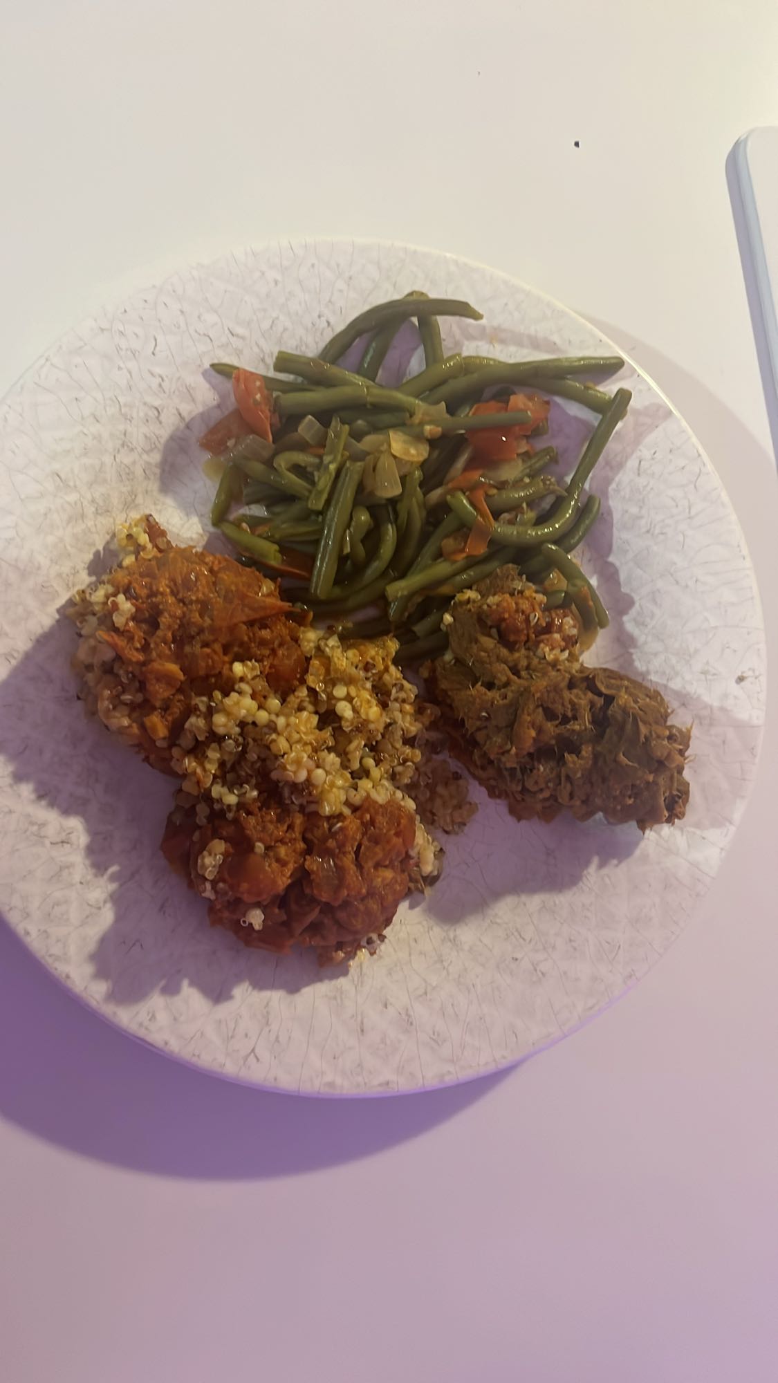 Légumes farcis et haricots verts