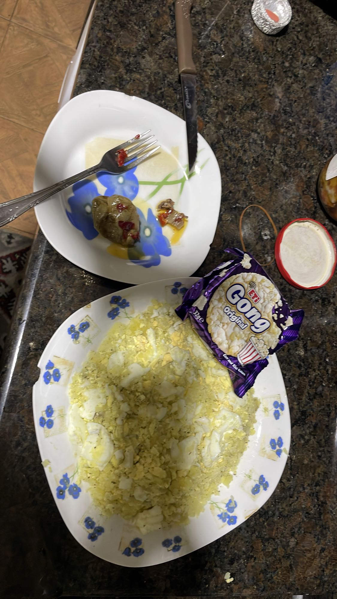 Egg salad with stuffed pepper
