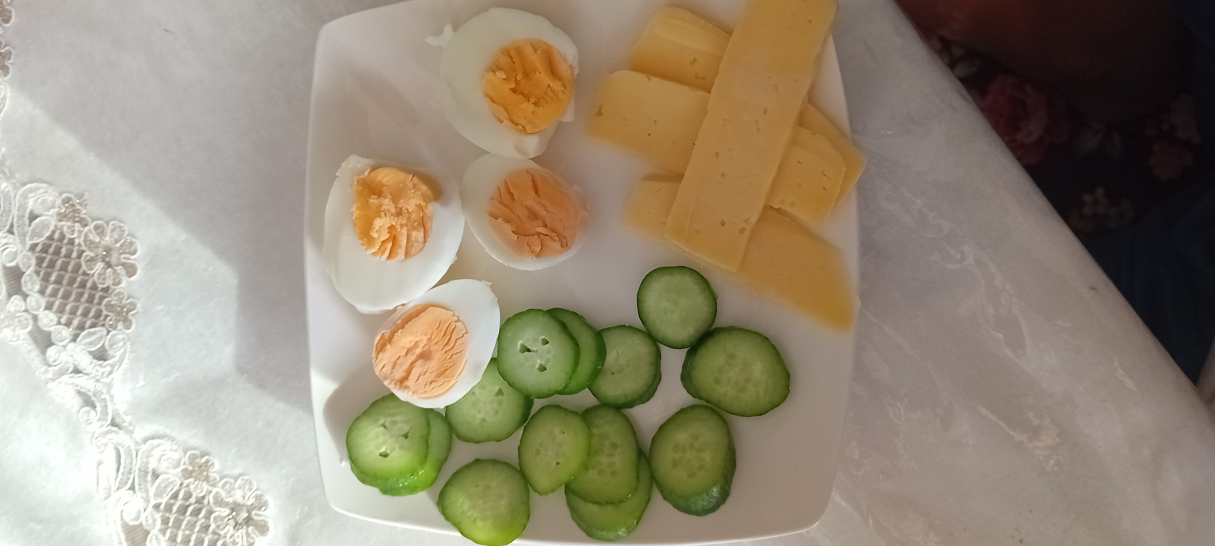 Eggs Cheese Cucumber Plate