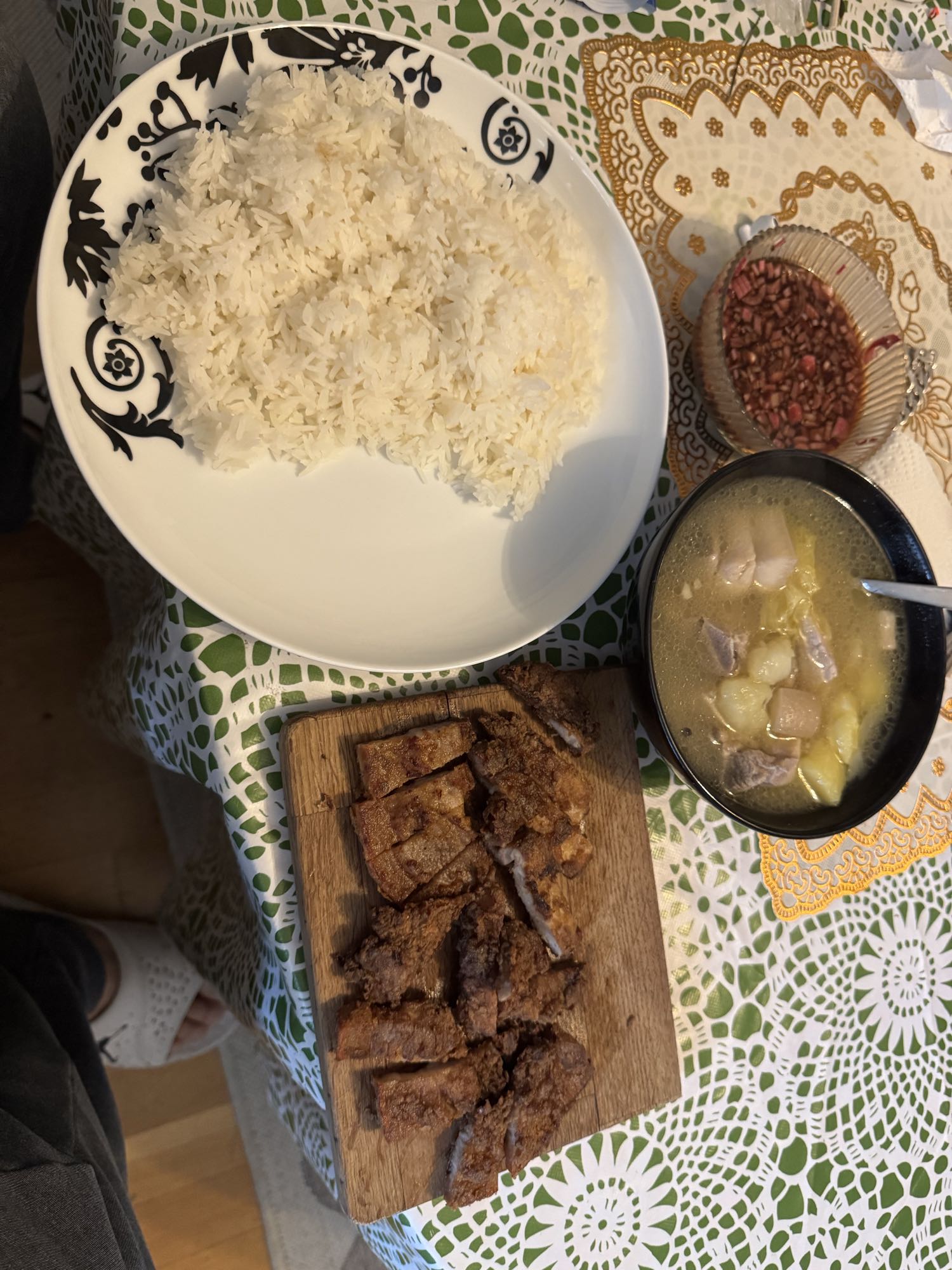 Ris med kött och soppa