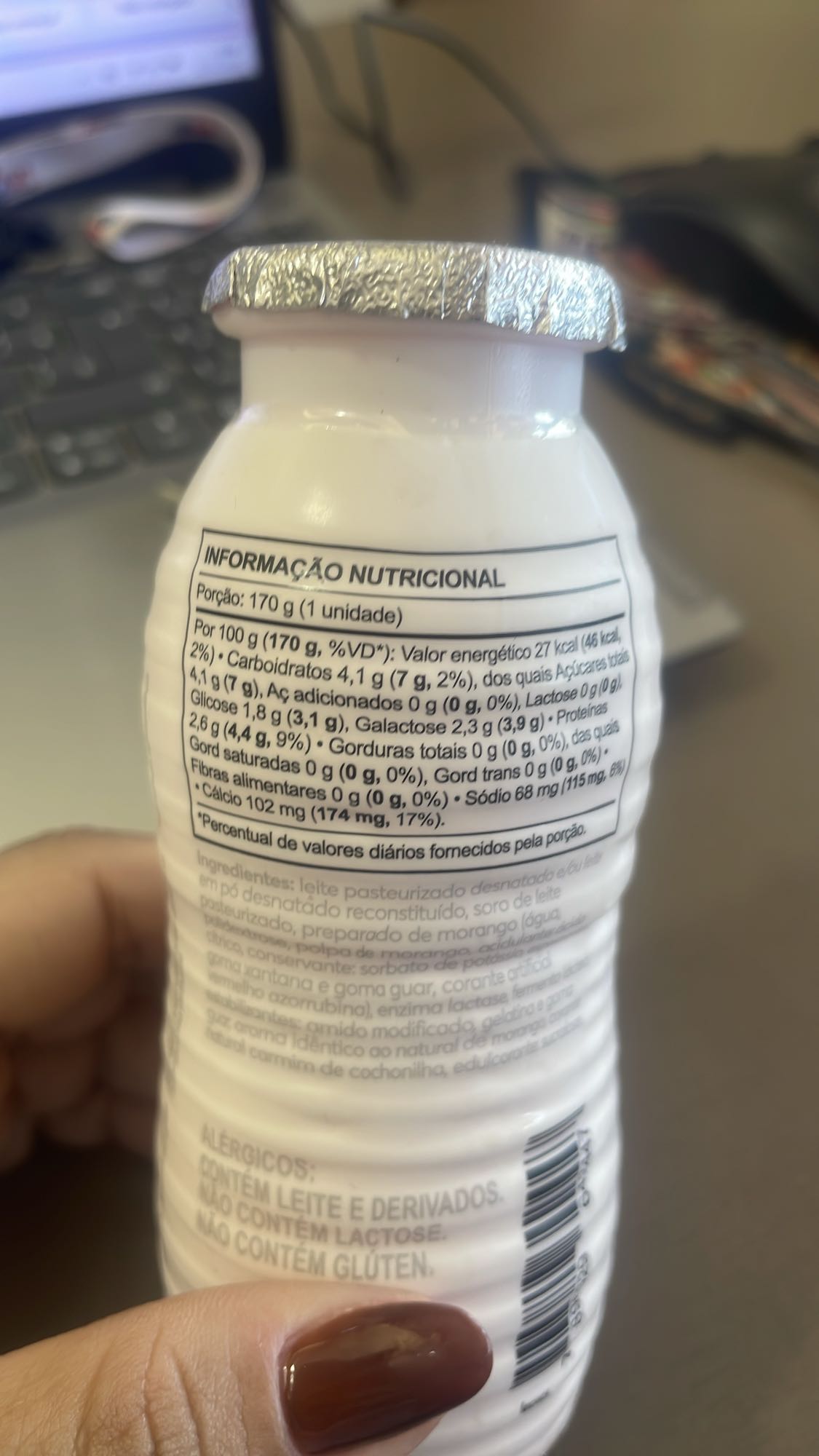 Iogurte morango sem lactose