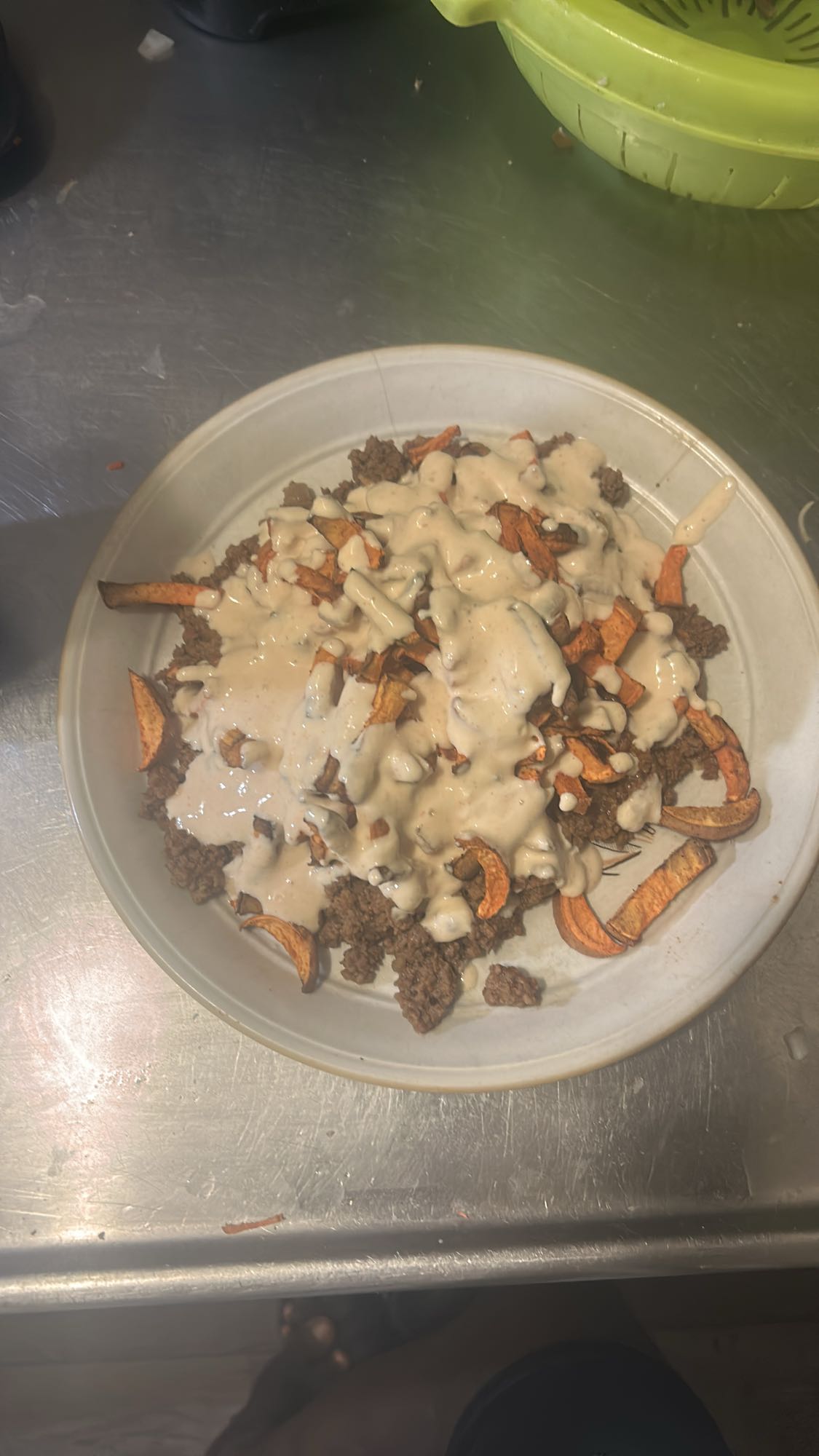 Sötpotatis med köttfärs och sås