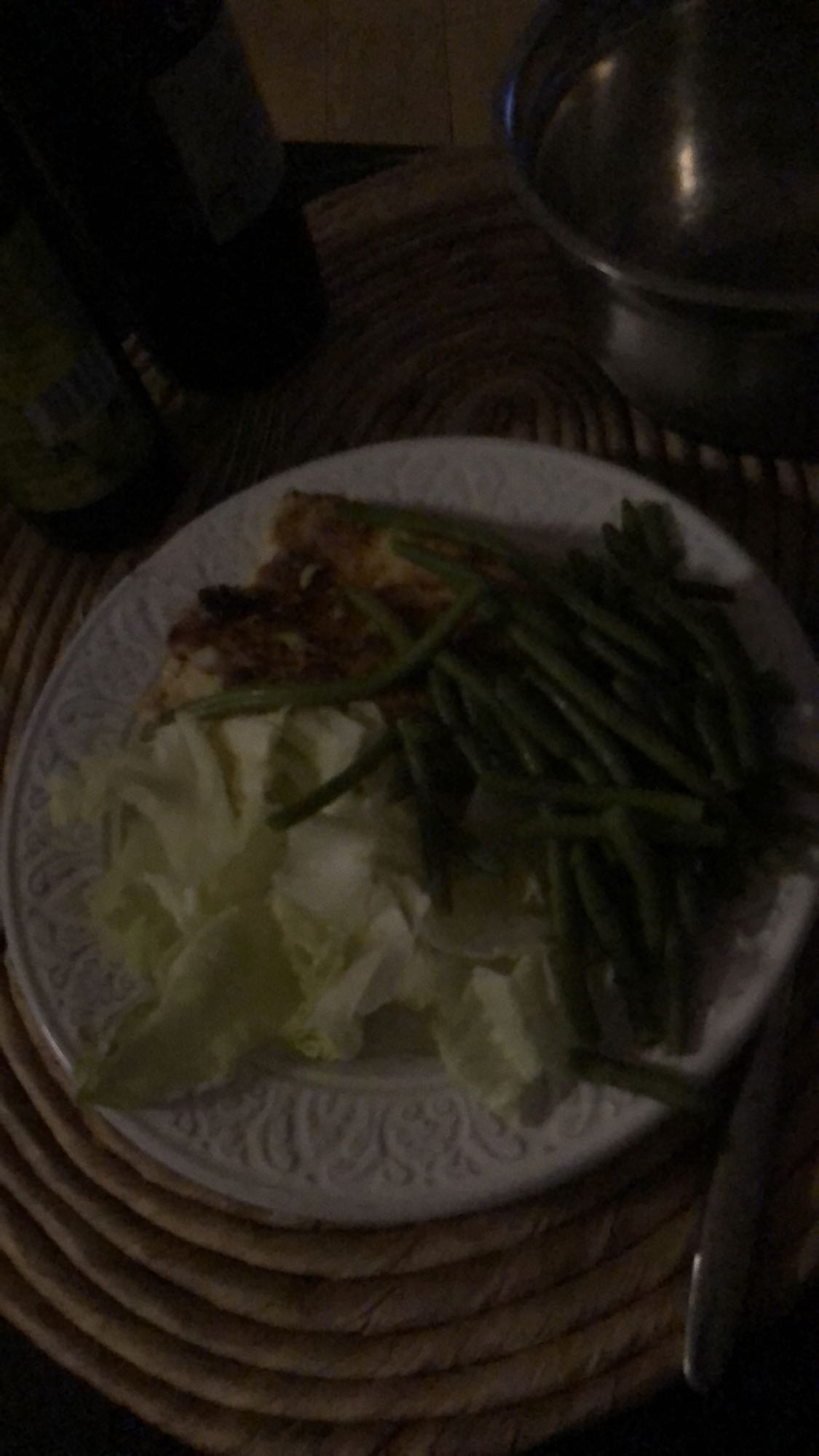 Poulet haricots verts salade