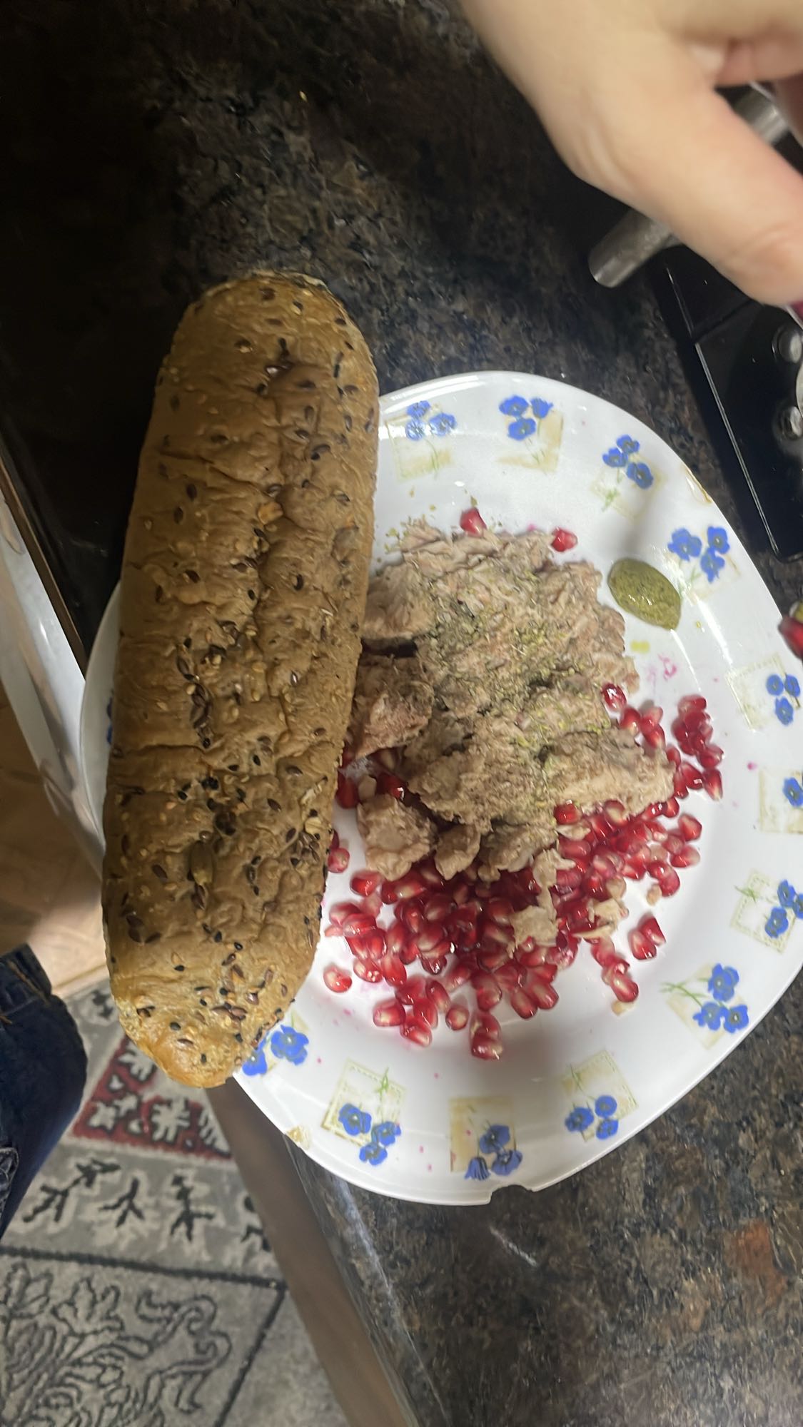 Tuna Bread Pomegranate Plate