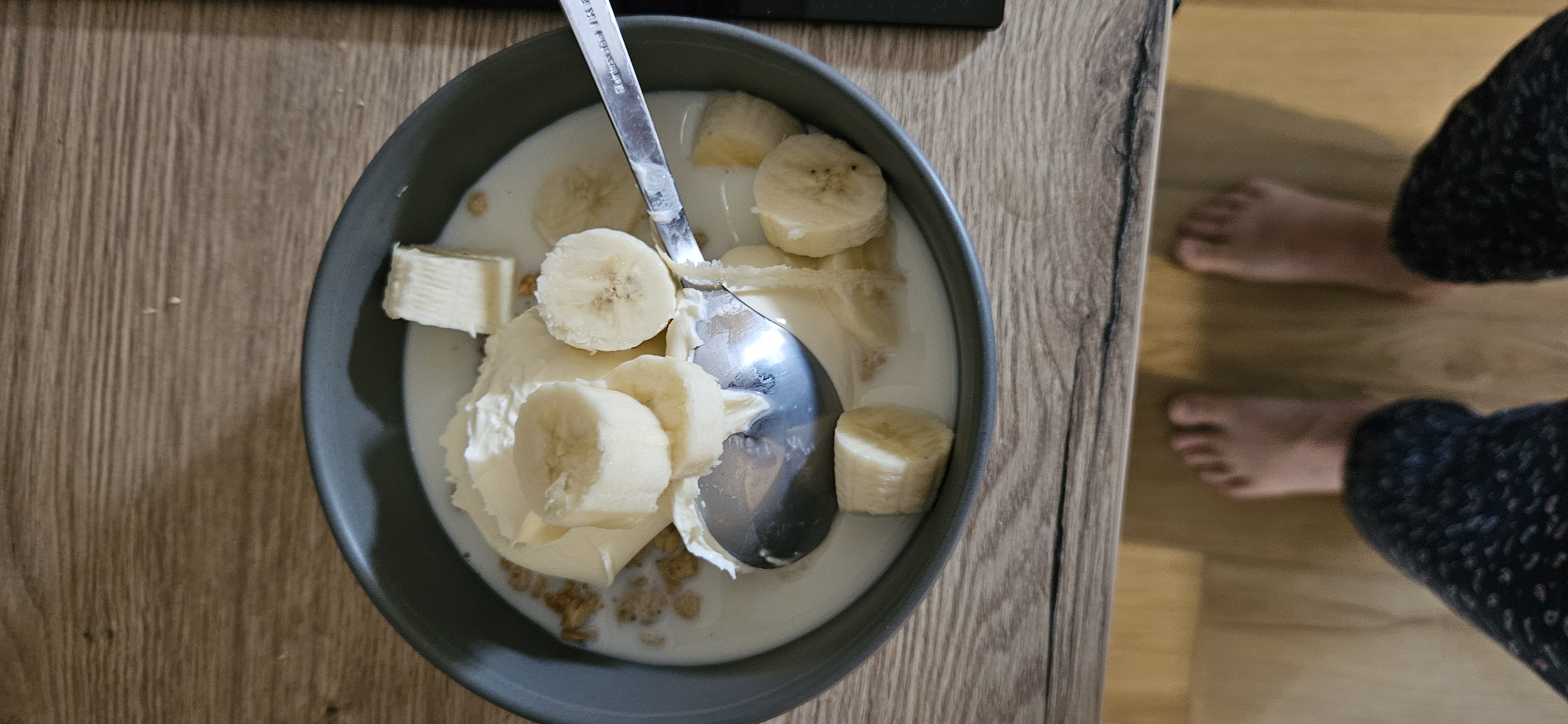 Banana yogurt cereal bowl