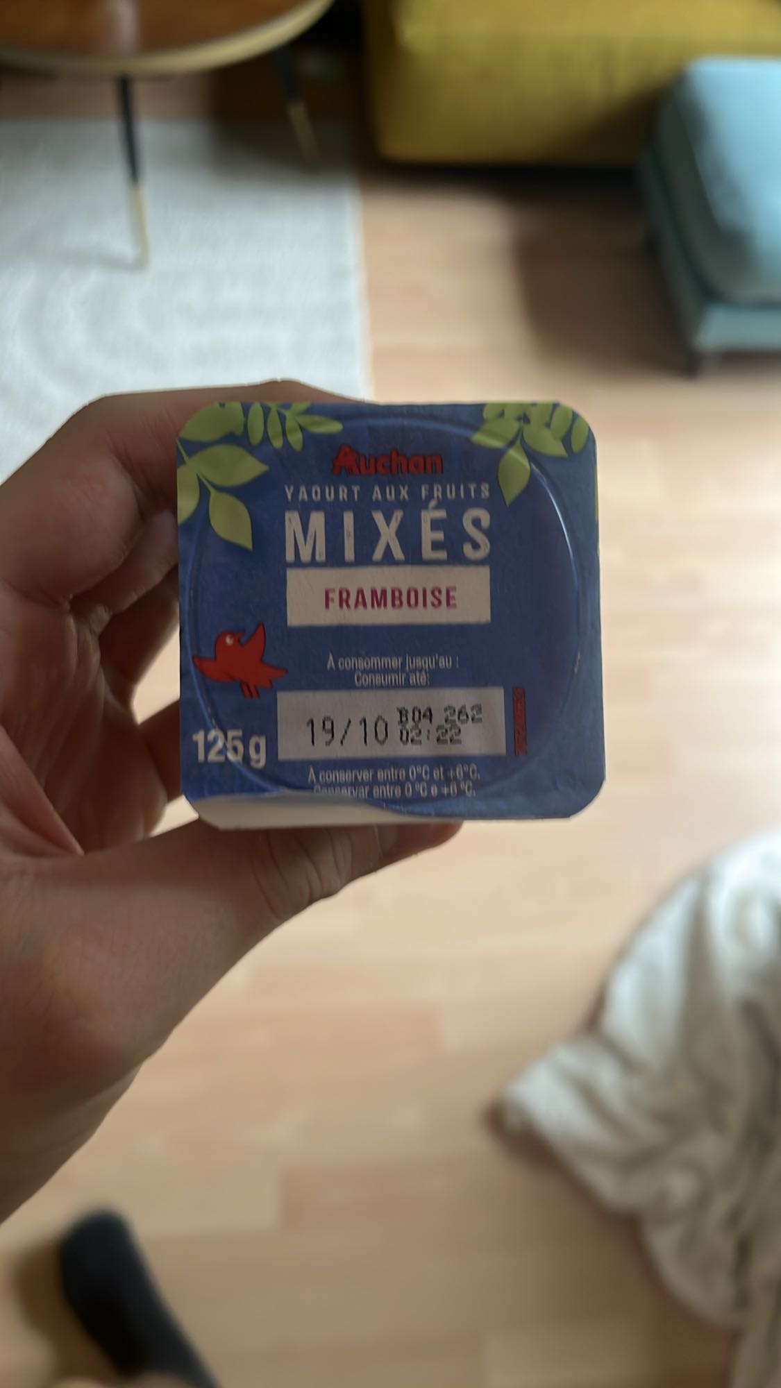 Yaourt framboise mixé