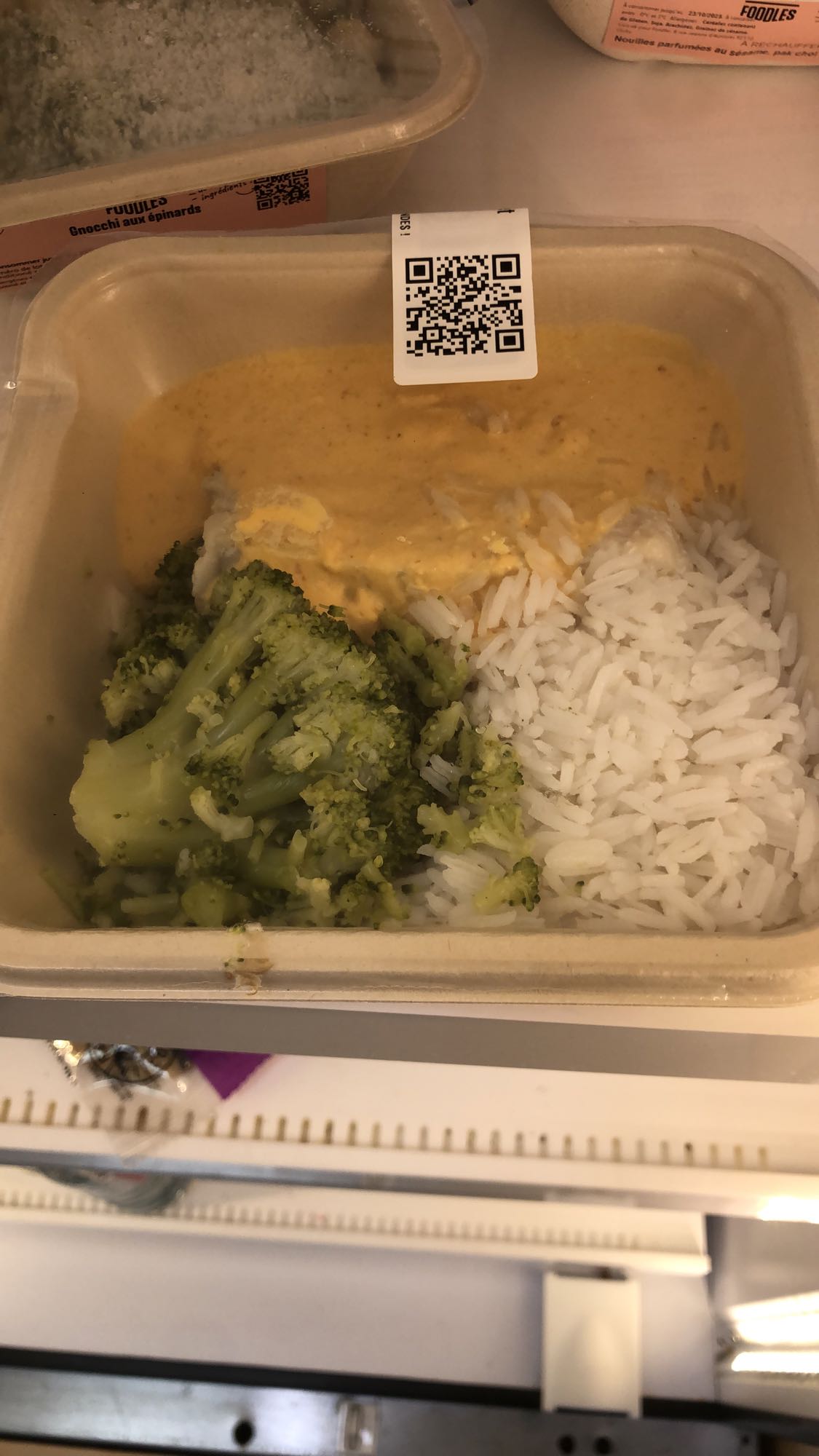 Riz, brocoli, sauce crémeuse
