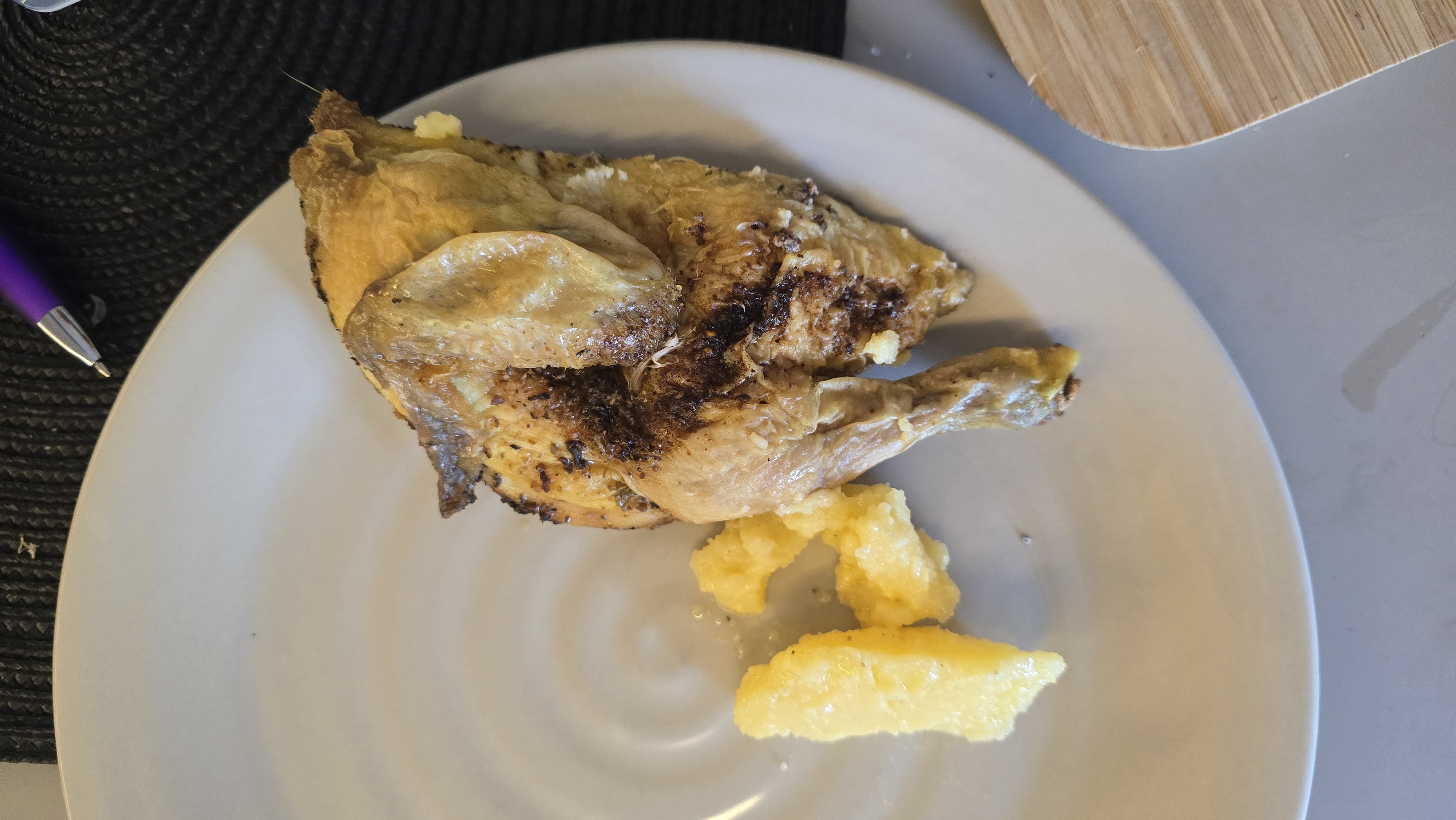 Roast chicken with polenta