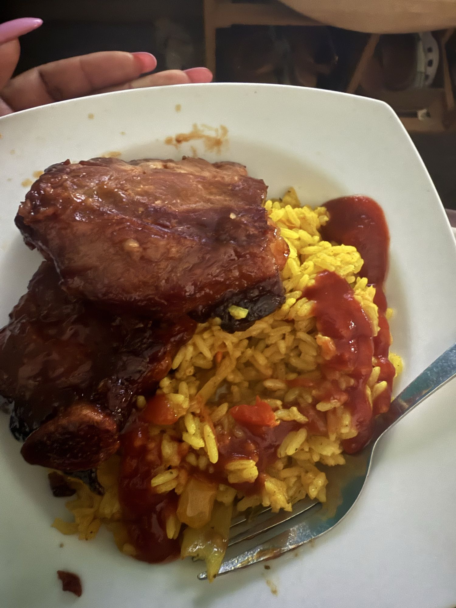 BBQ Ribs with Yellow Rice