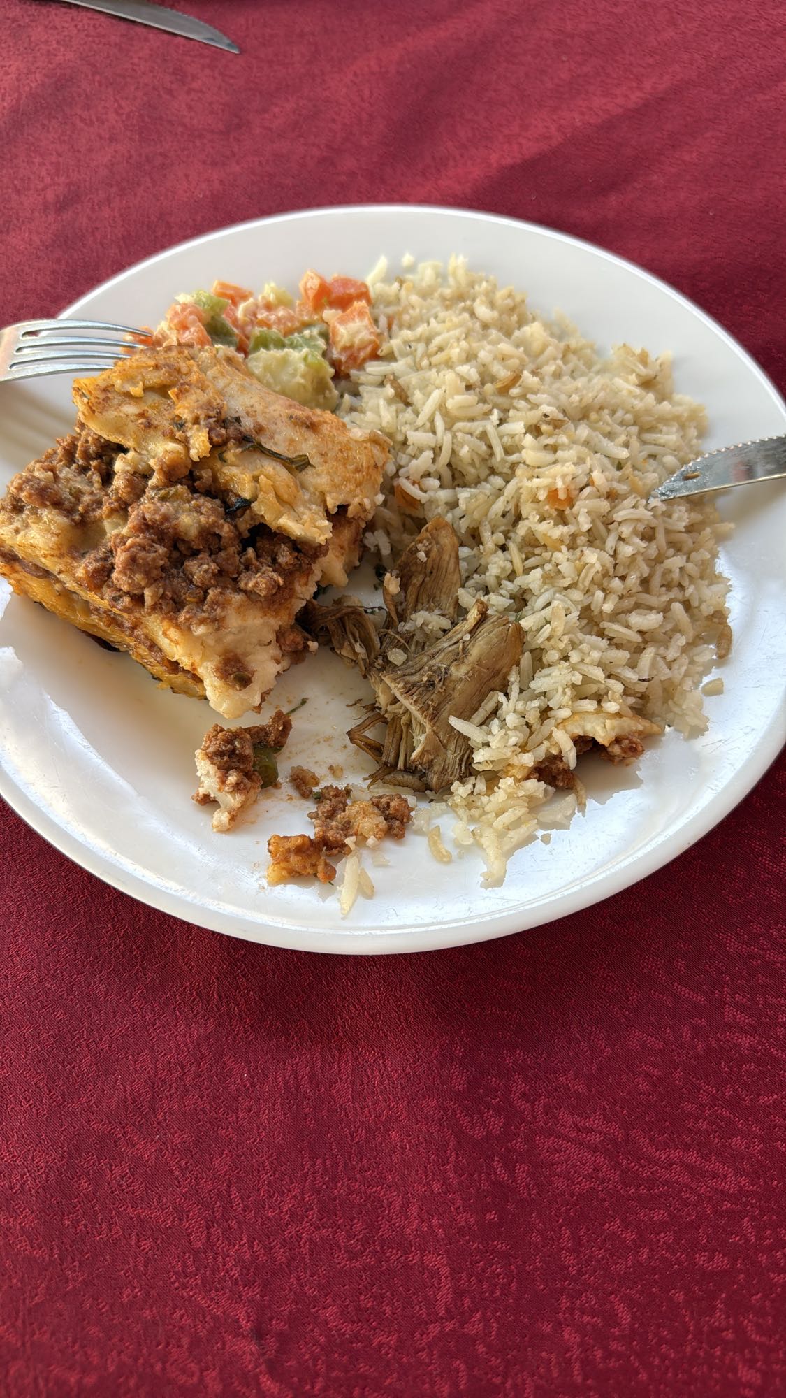 Lasaña con arroz y verduras