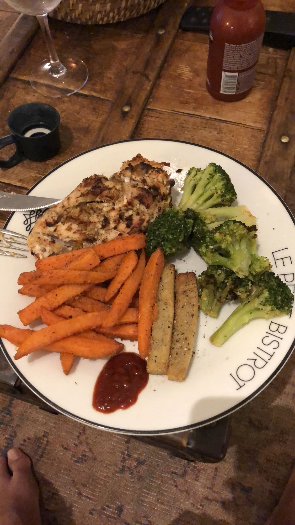 Poulet et légumes grillés