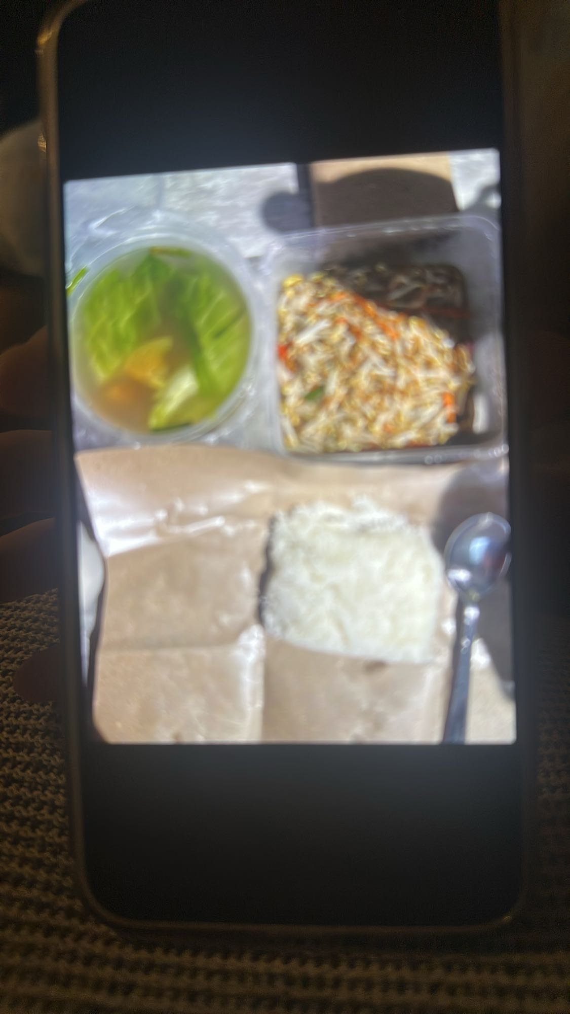 Rice with soup & sprouts