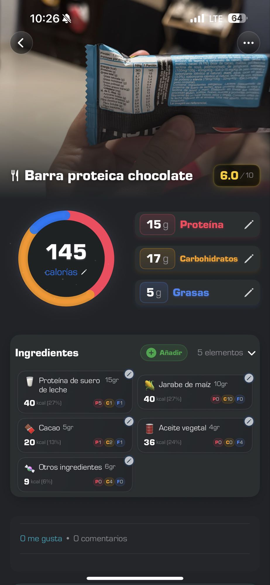 Barra proteica chocolate