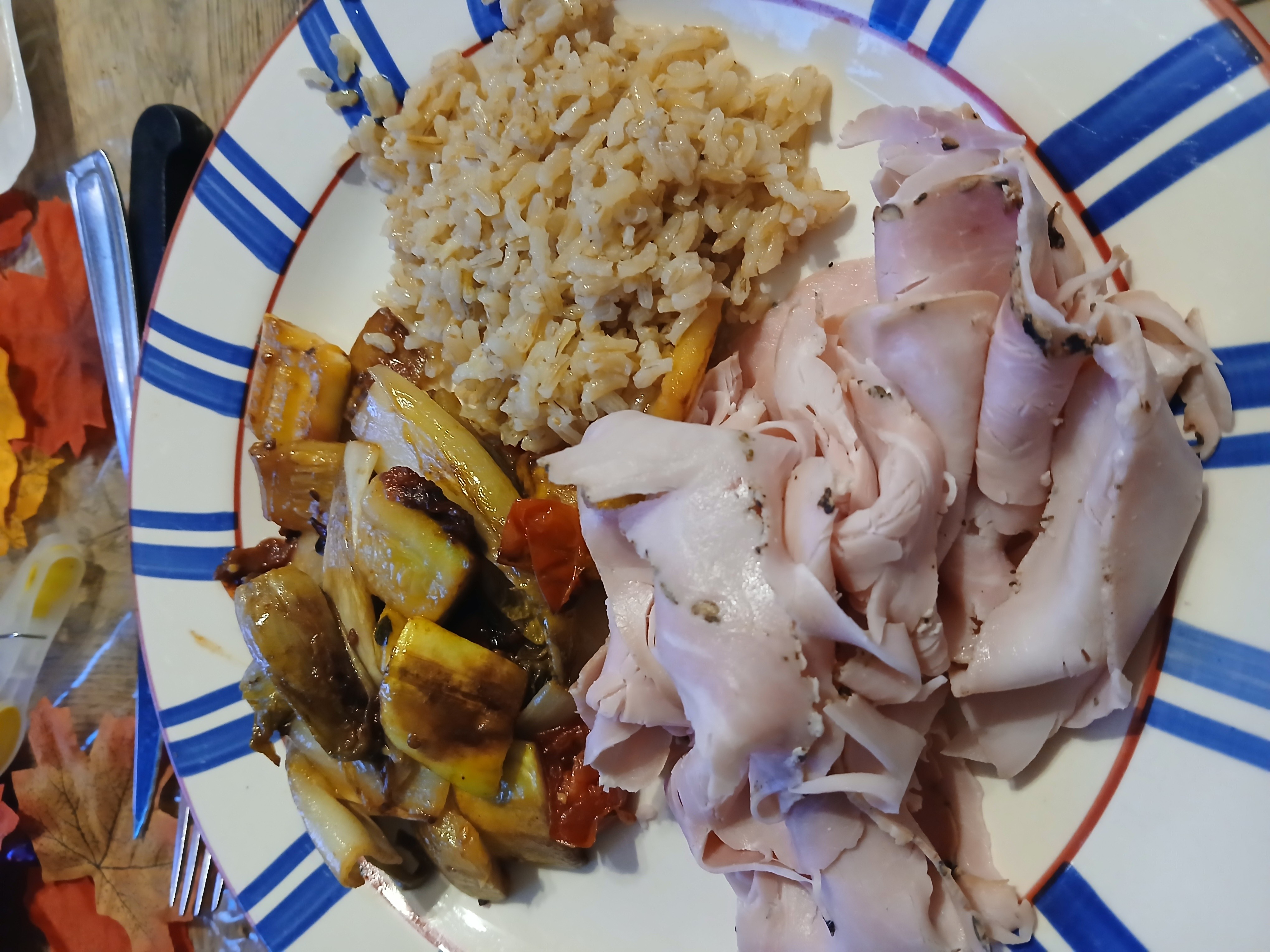 Dinde, riz et légumes