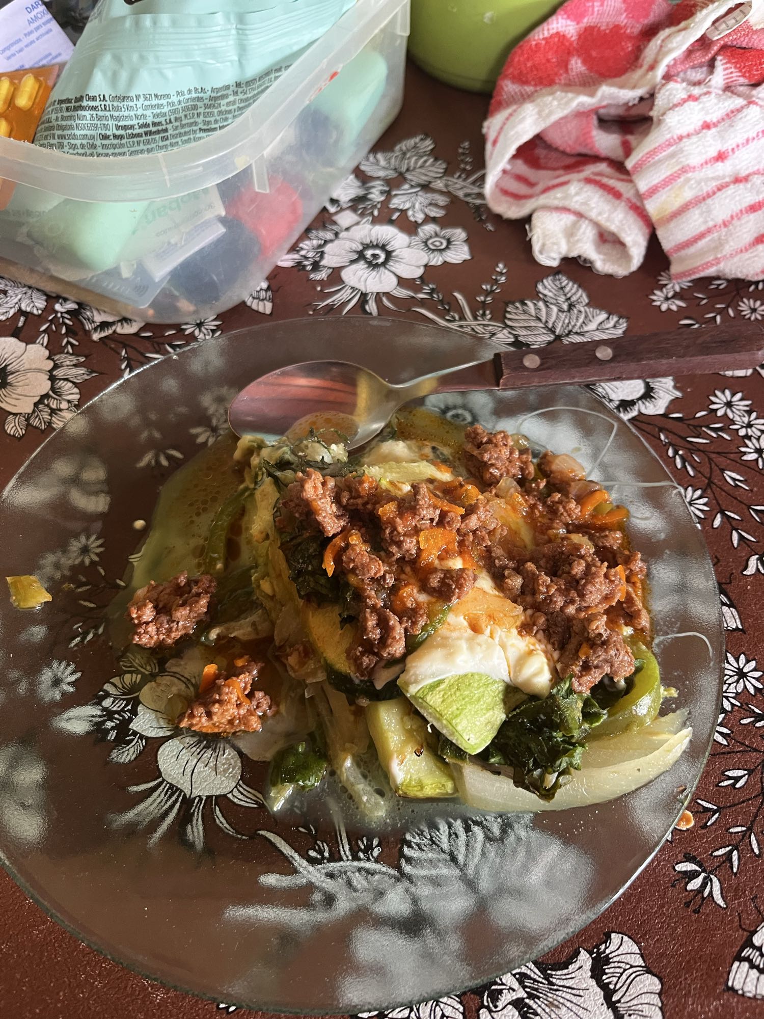 Verduras con carne molida