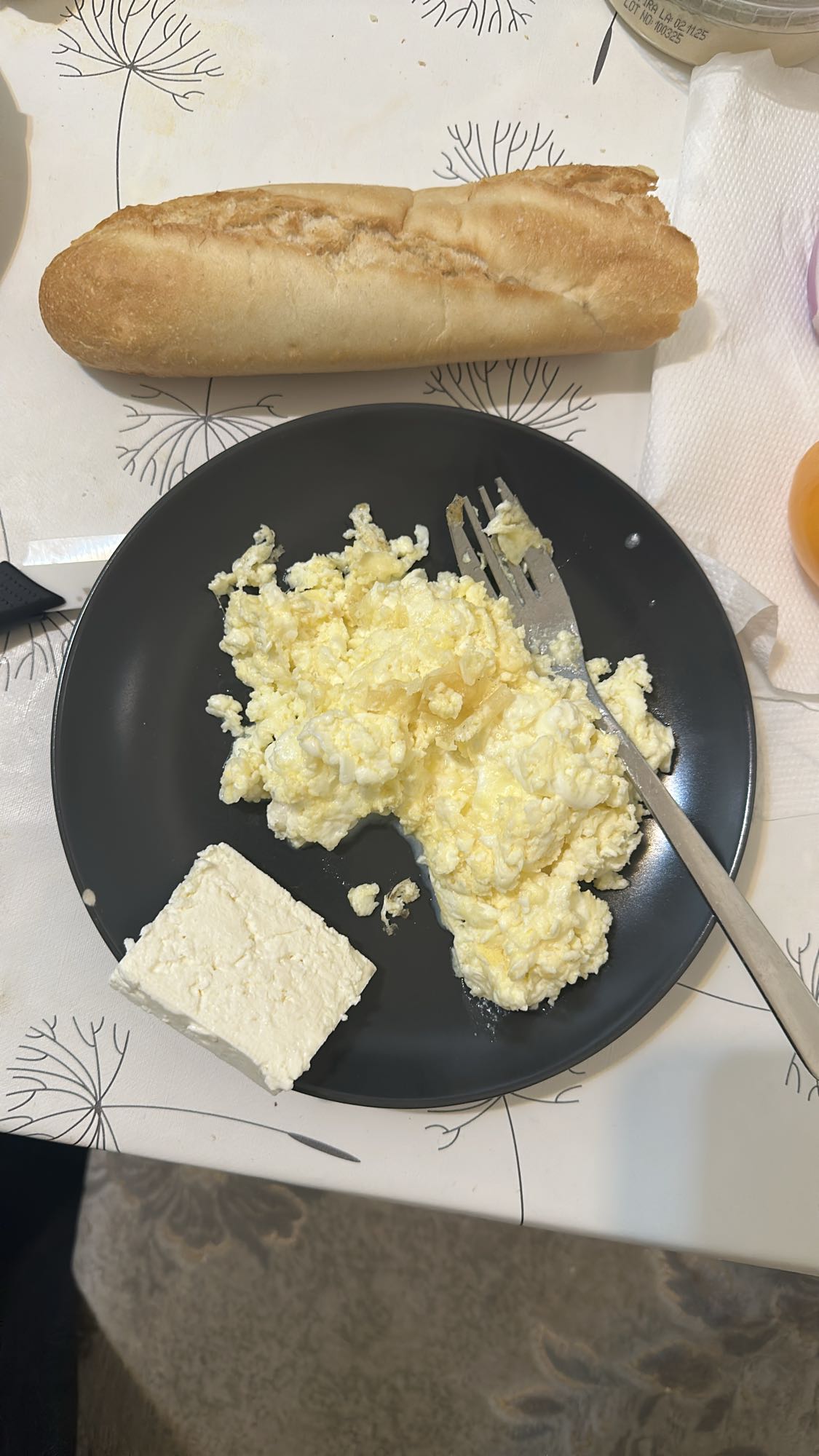 Eggs, feta, and bread