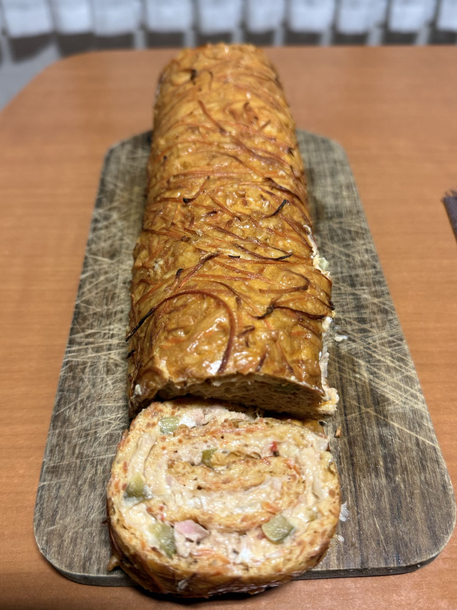 Rollo de pasta y verduras