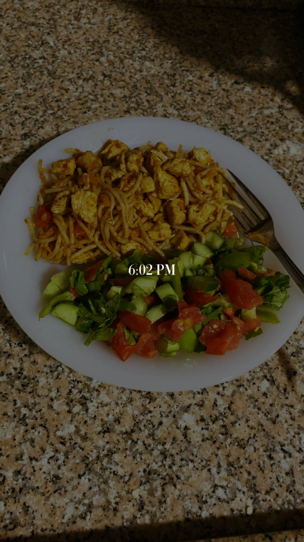 Chicken pasta with salad
