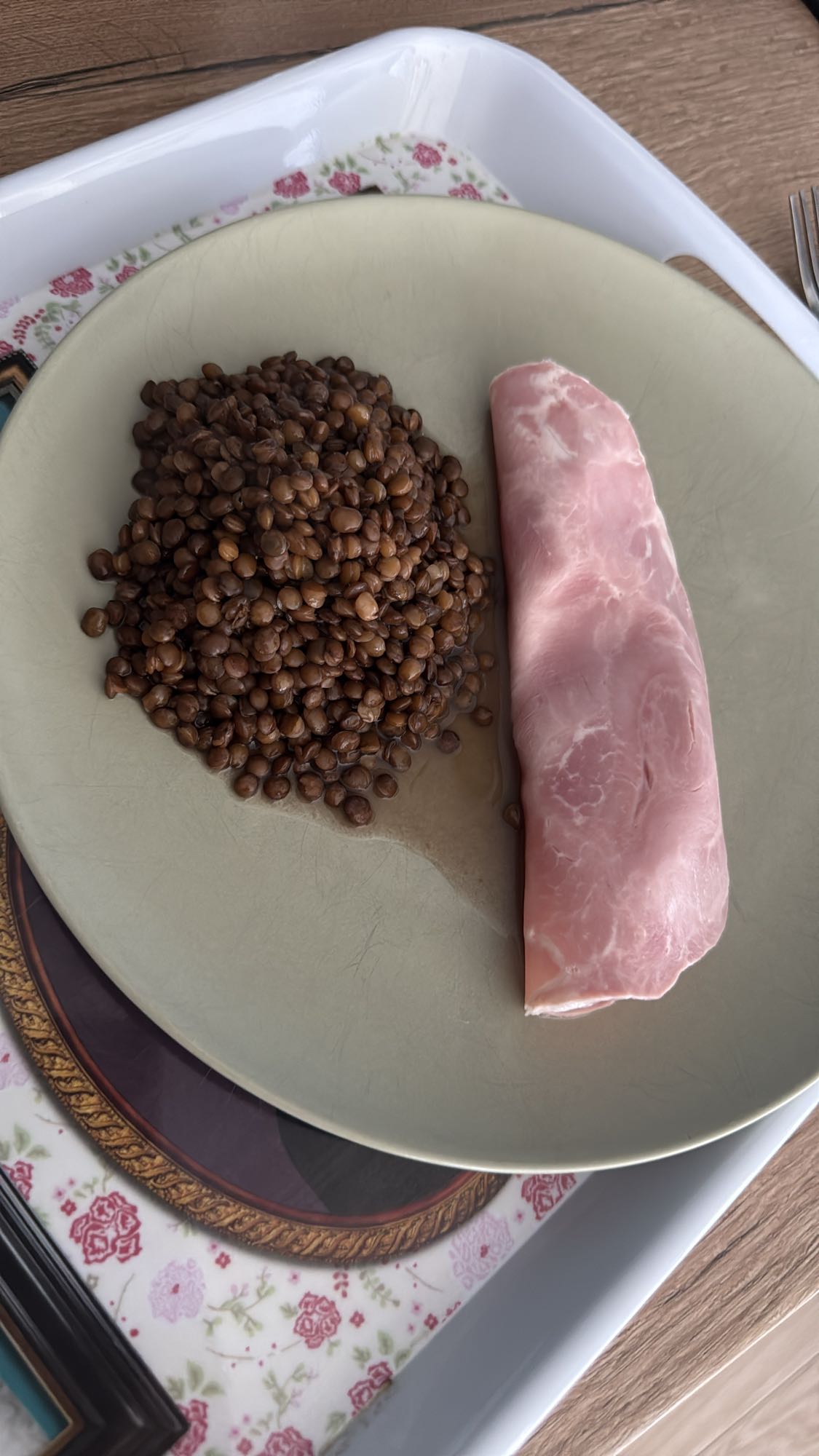 Lentilles et jambon