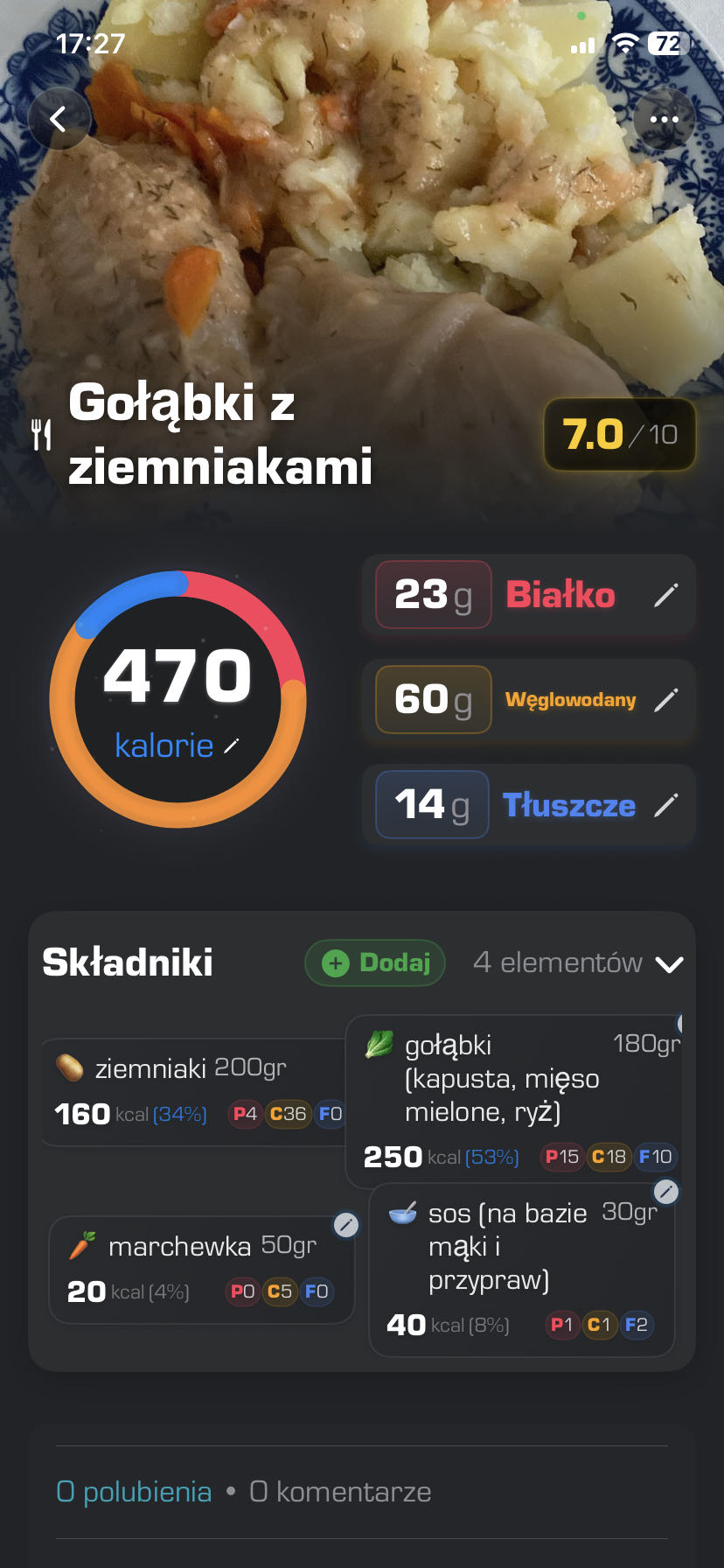 Gołąbki z ziemniakami