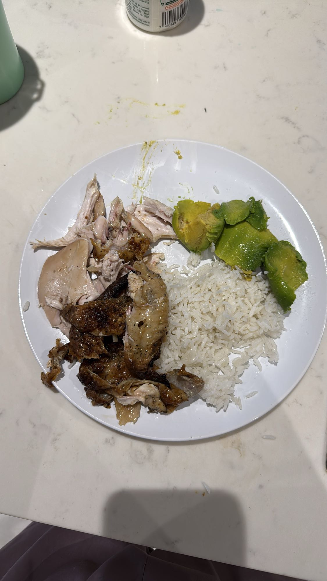 Chicken rice avocado plate
