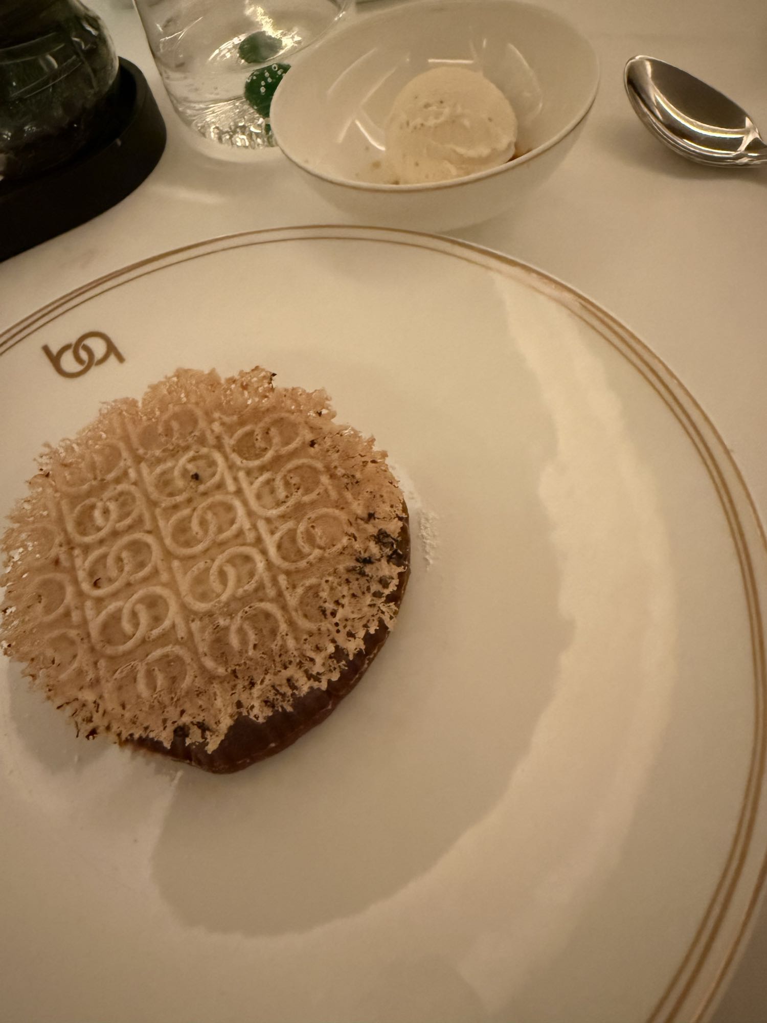 Chocolate dessert with ice cream