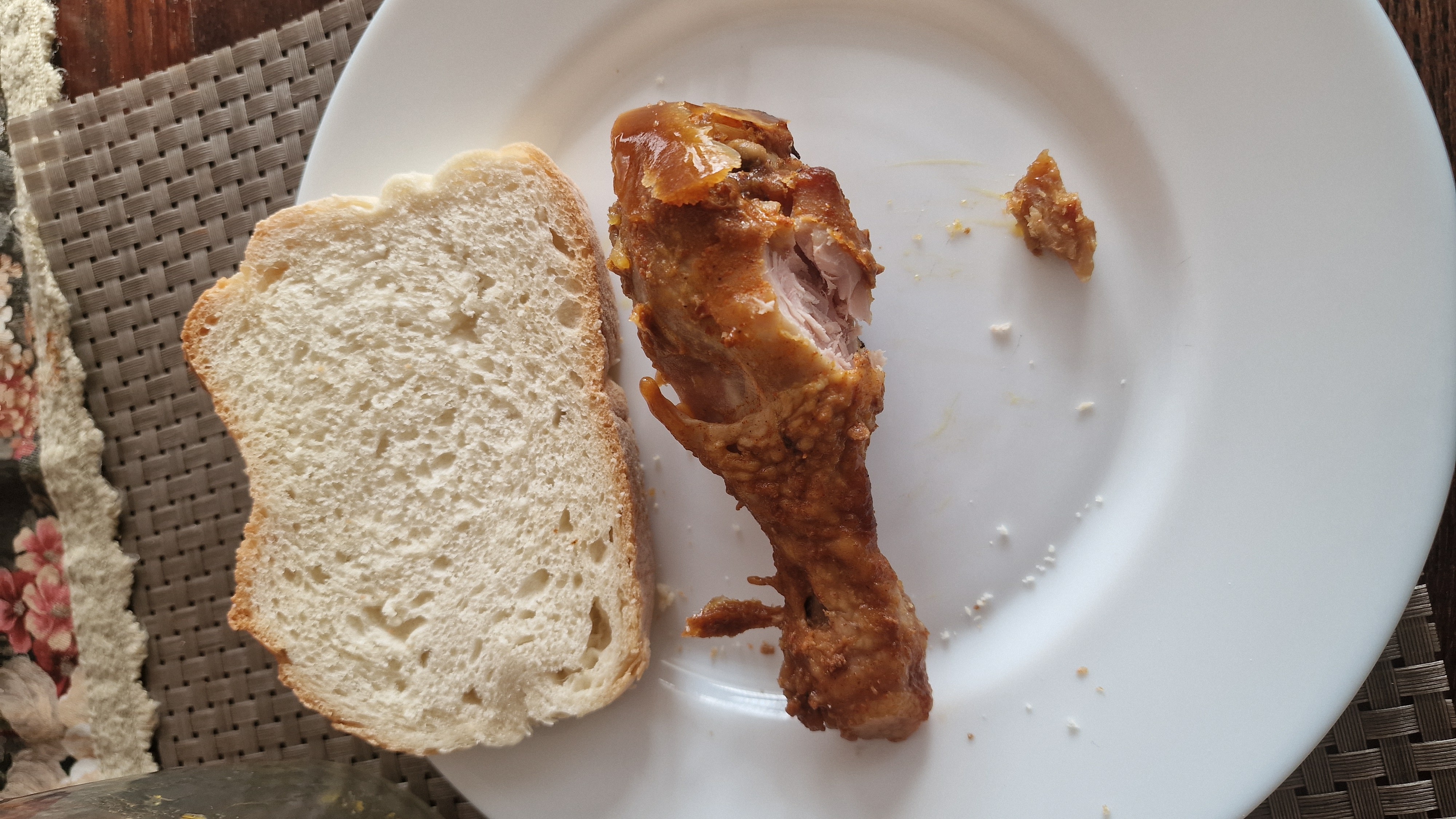 Fried chicken and bread
