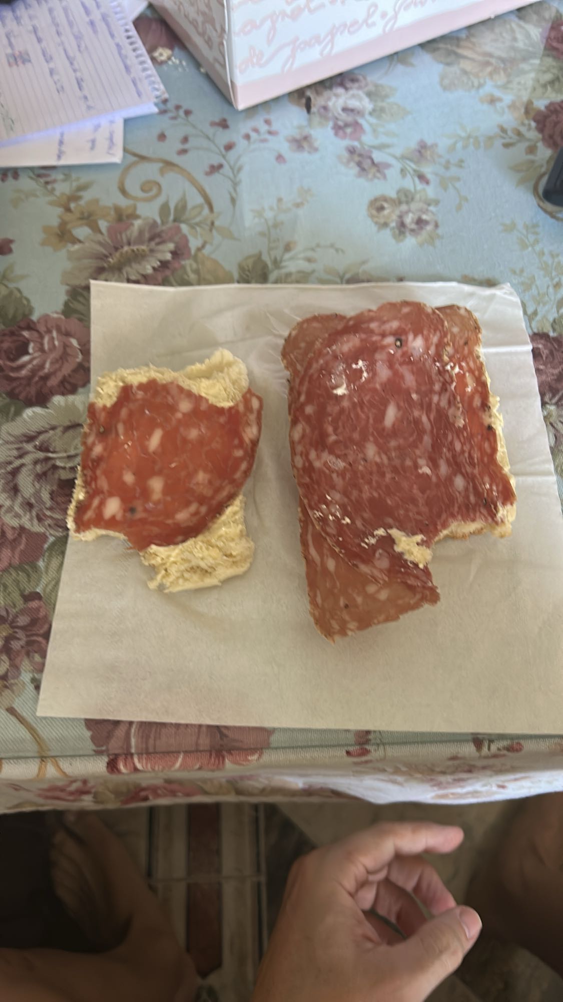 pan con salami y mantequilla