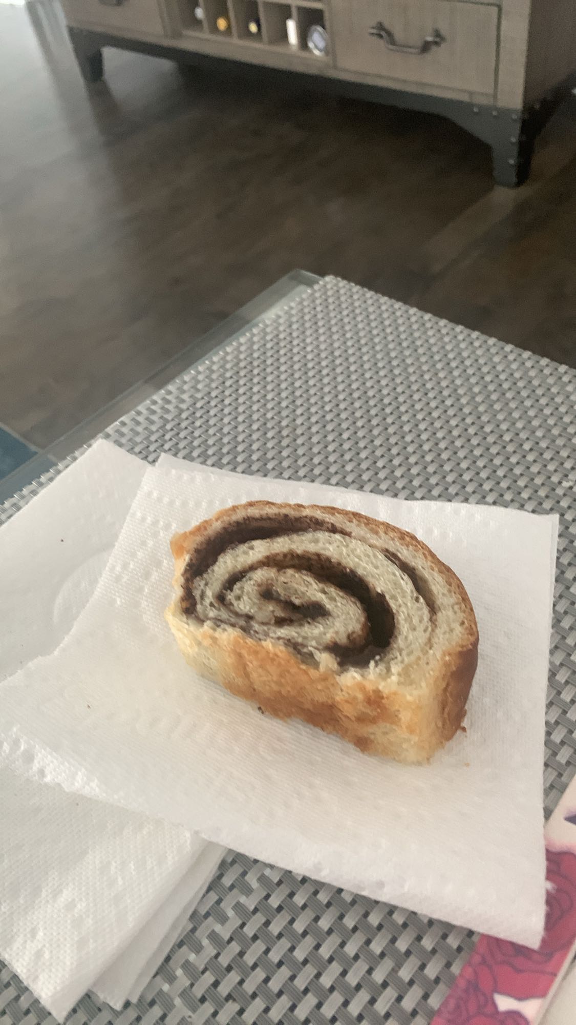 Tranche de pain roulé au chocolat