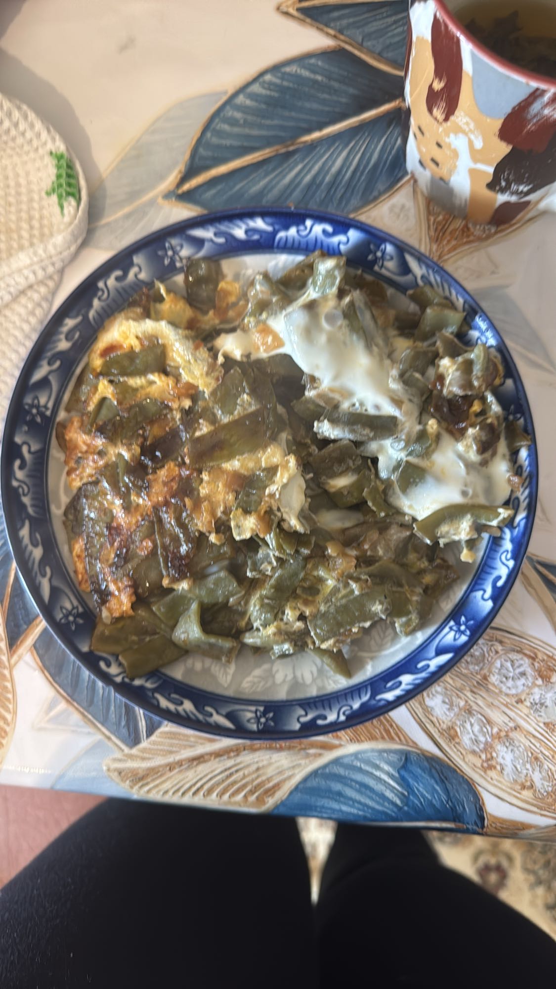 яичница с зелёной фасолью