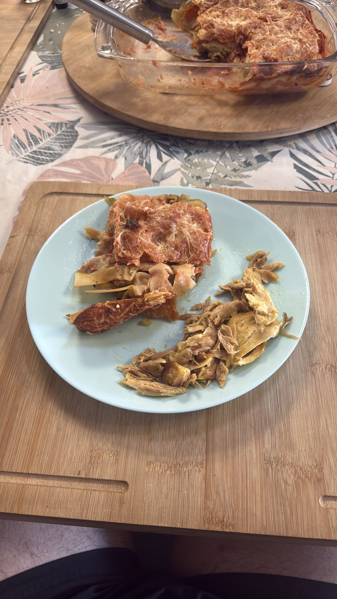 Lasagnes et poulet effiloché