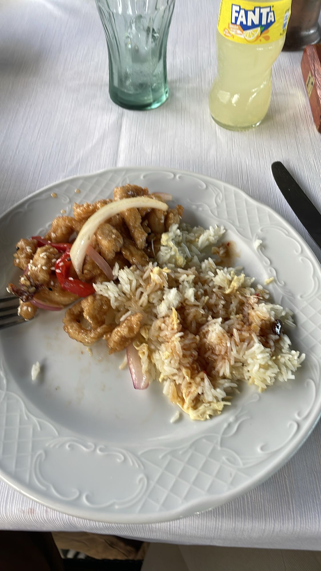 Friterad kyckling med ris