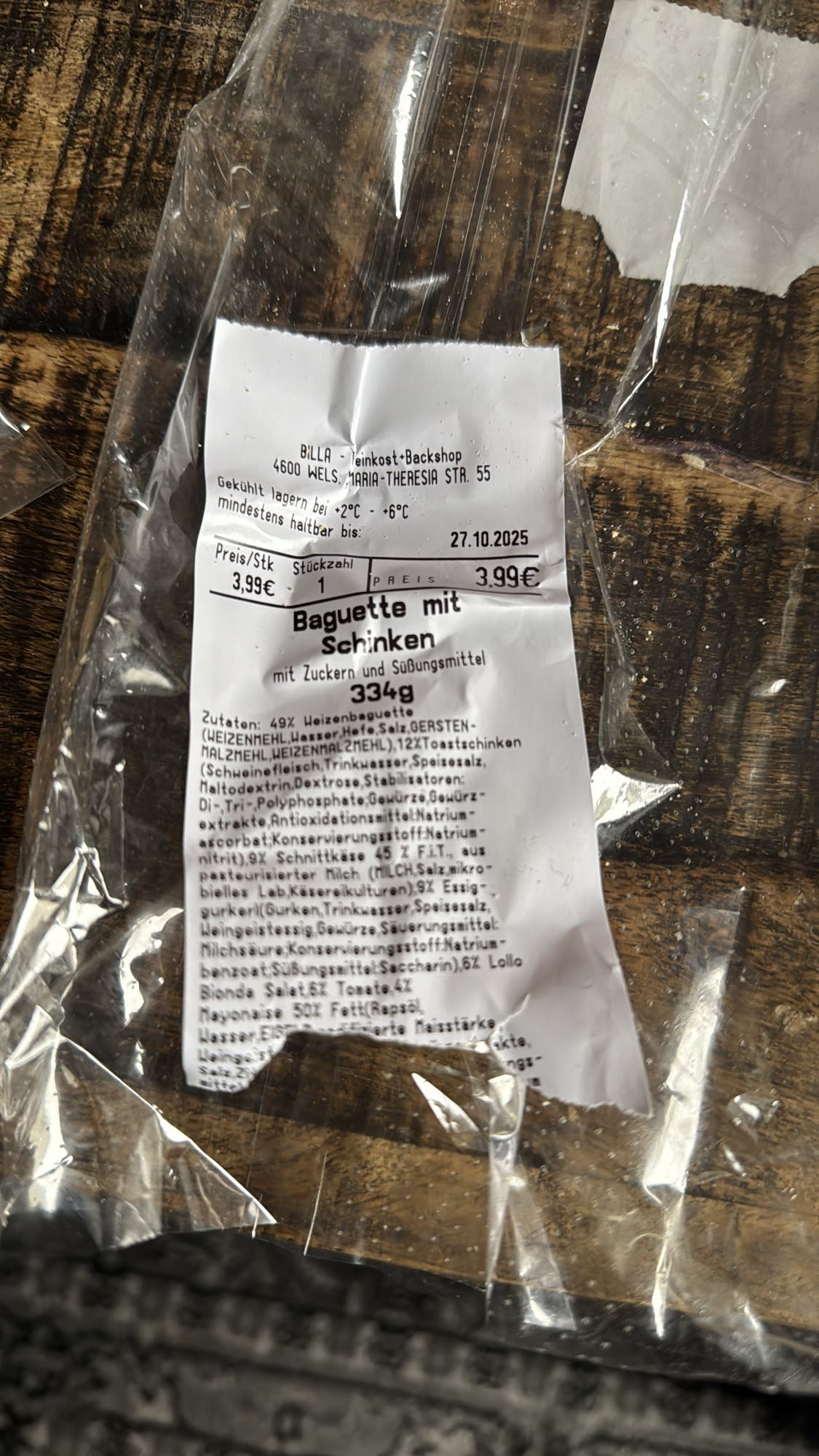 Baguette mit Schinken