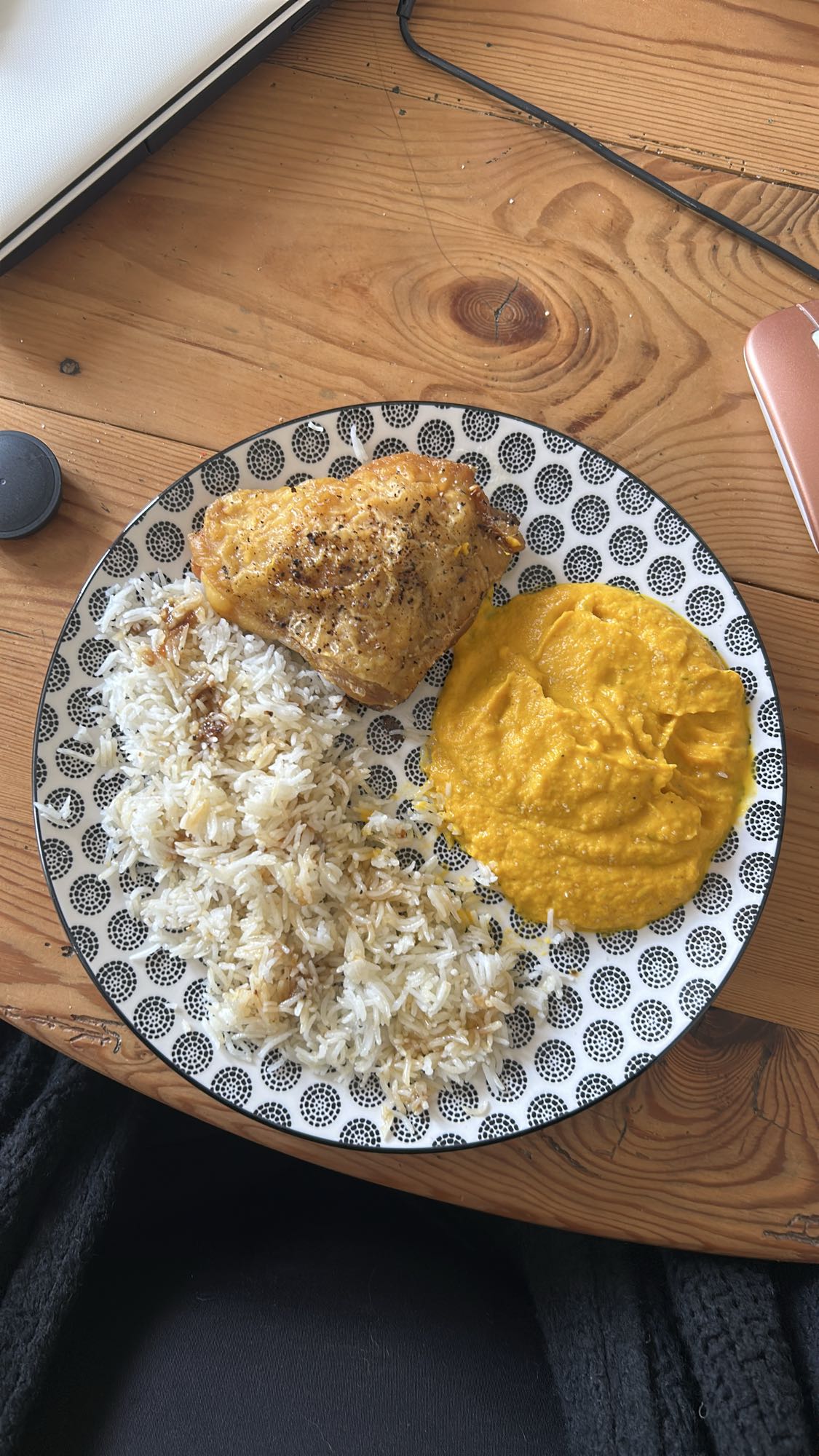 Poulet, riz et purée carotte